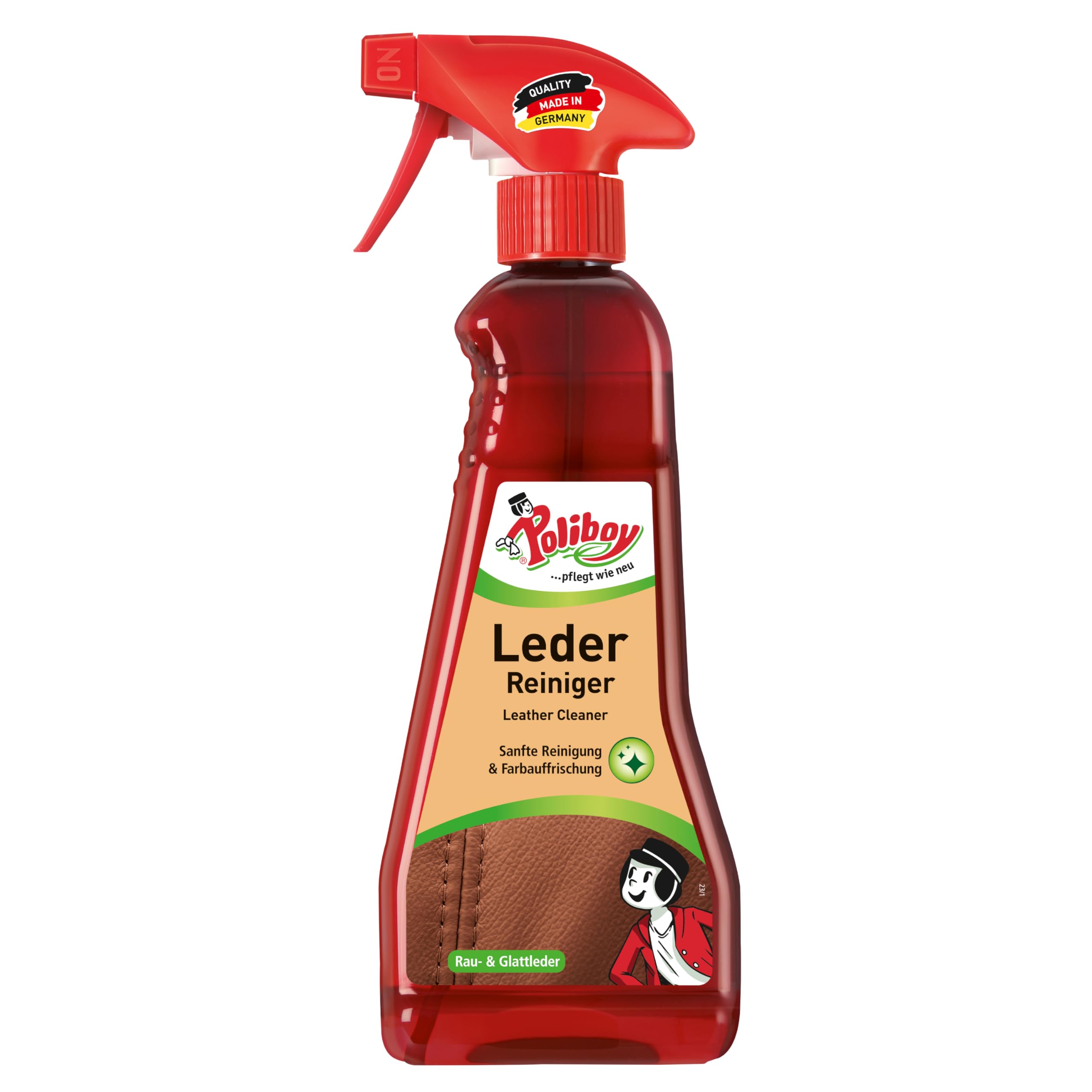 POLIBOY Leder Reiniger - Lederpflegemittel zur Reinigung von Glattleder und Rauleder - Ohne Nachspülen - 1x 375ml - Made in Germany Leder Reiniger 375ml 375 ml (1er Pack) Angebot bei HelloDeals