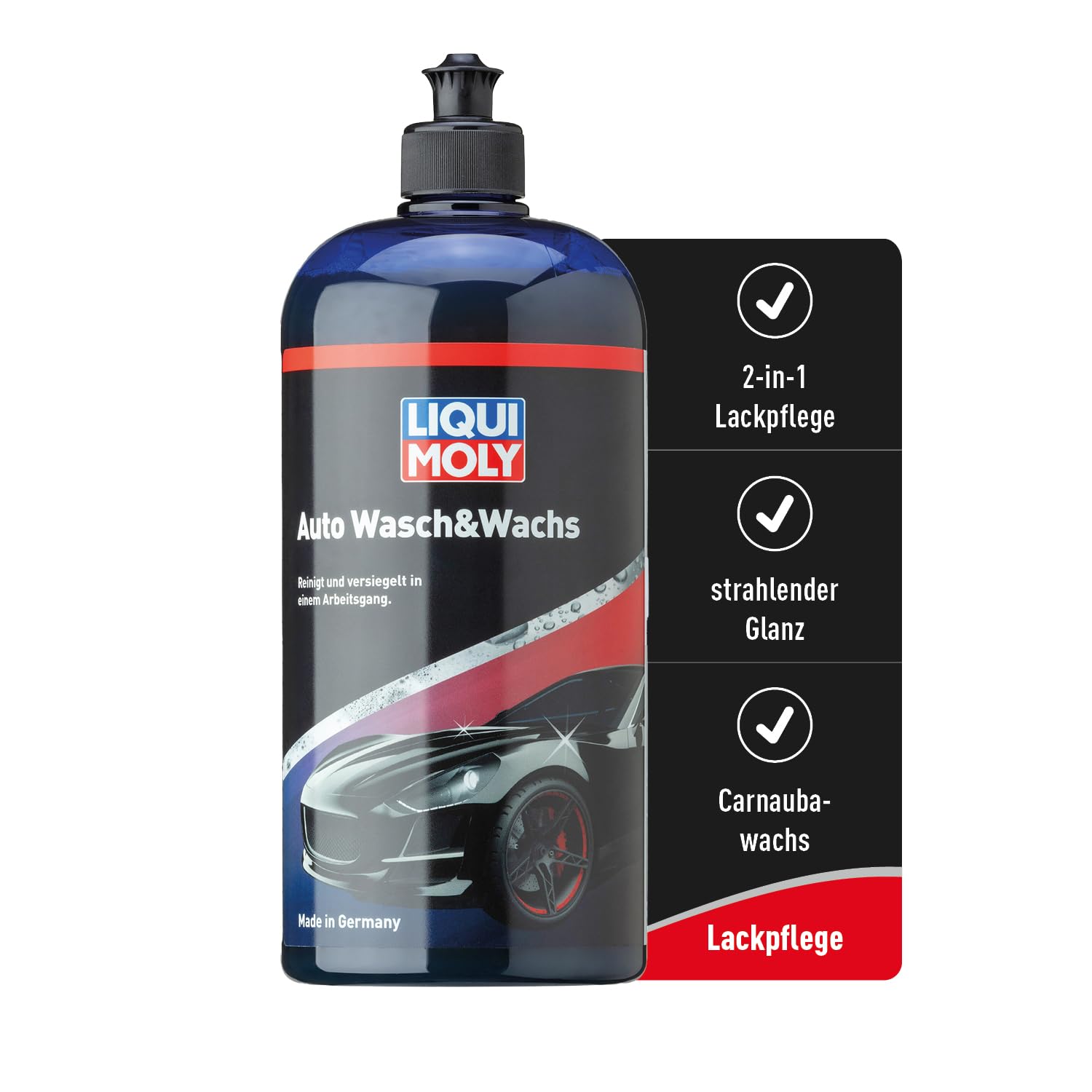 LIQUI MOLY Auto Wasch&Wachs Auto Shampoo Konzentrat, Art.-Nr. 1542 I 1L Autoshampoo mit Wachs zur schonenden Reinigung & Versiegelung I 2-in-1 Wash and Wax mit Carnaubawachs I Glanz & optimaler Schutz Angebot bei HelloDeals