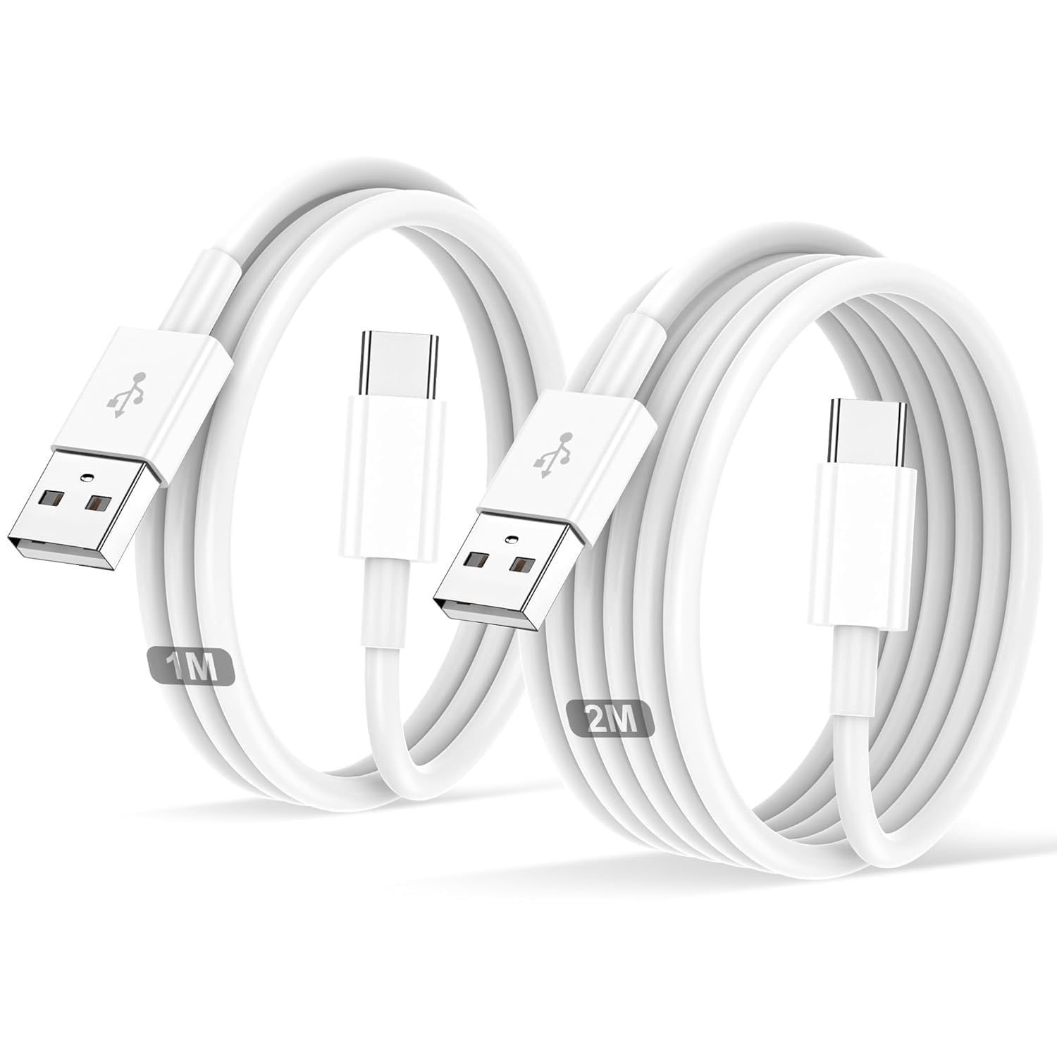 USB C Kabel 2 Stück 1M+2M USB a auf USB C Ladekabel Für IPhone 17/16/15/Air/Pro/Plus/Pro Max Für Samsung Galaxy S24/S23+/Ultra/A53/A54/iPad Pro/Air/handy Type C ladekabel Weiß 1M+2M Angebot bei HelloDeals