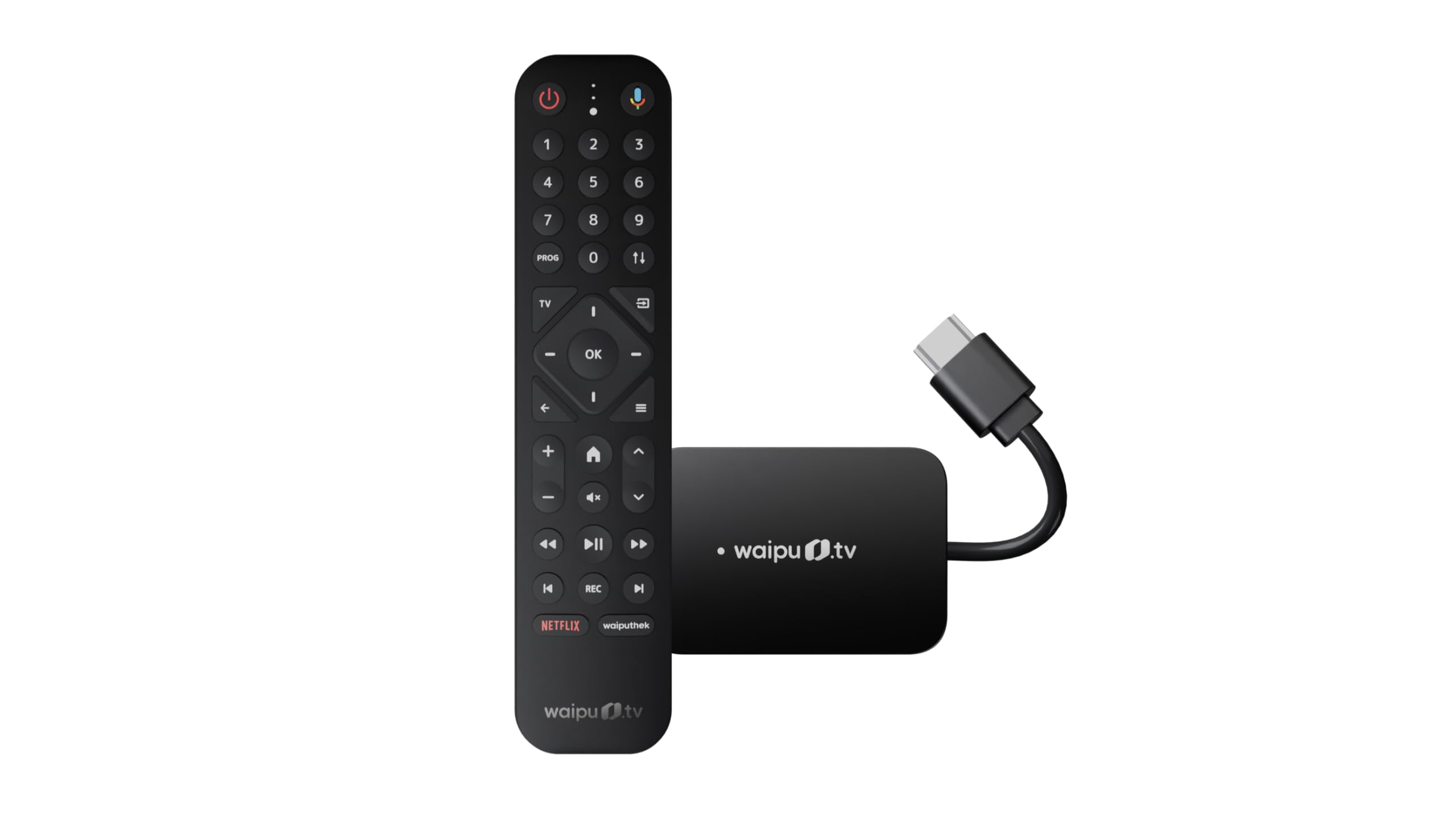 waipu.tv Stick (2. Generation) | Inkl. Fernbedienung mit Beleuchtung | Fernsehen über WLAN | LAN | HDMI | 4K | HDR10+ | Dolby Atmos | Voucher für 3 Monate 300 TV-Sender & 40.000 Filme & Serien Angebot bei HelloDeals