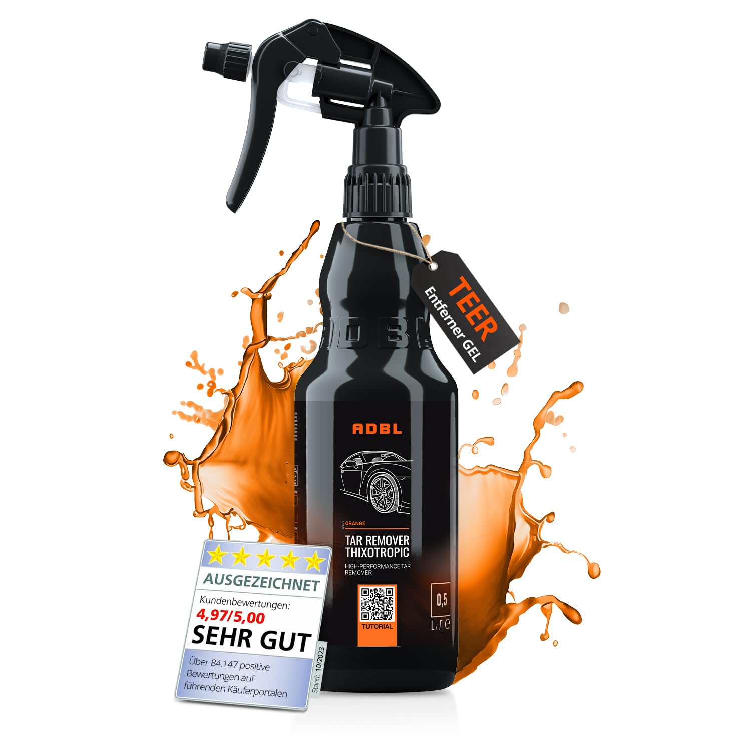 ADBL Tar Remover Thixotropic (500ml) - Hochwirksamer Teer, Harz und Asphaltentferner mit natürlichen Citrusölen - Gel-Formel für langanhaltende Wirkung - Sicher auf Oberflächen, entfernt Fett & Öle Angebot bei HelloDeals