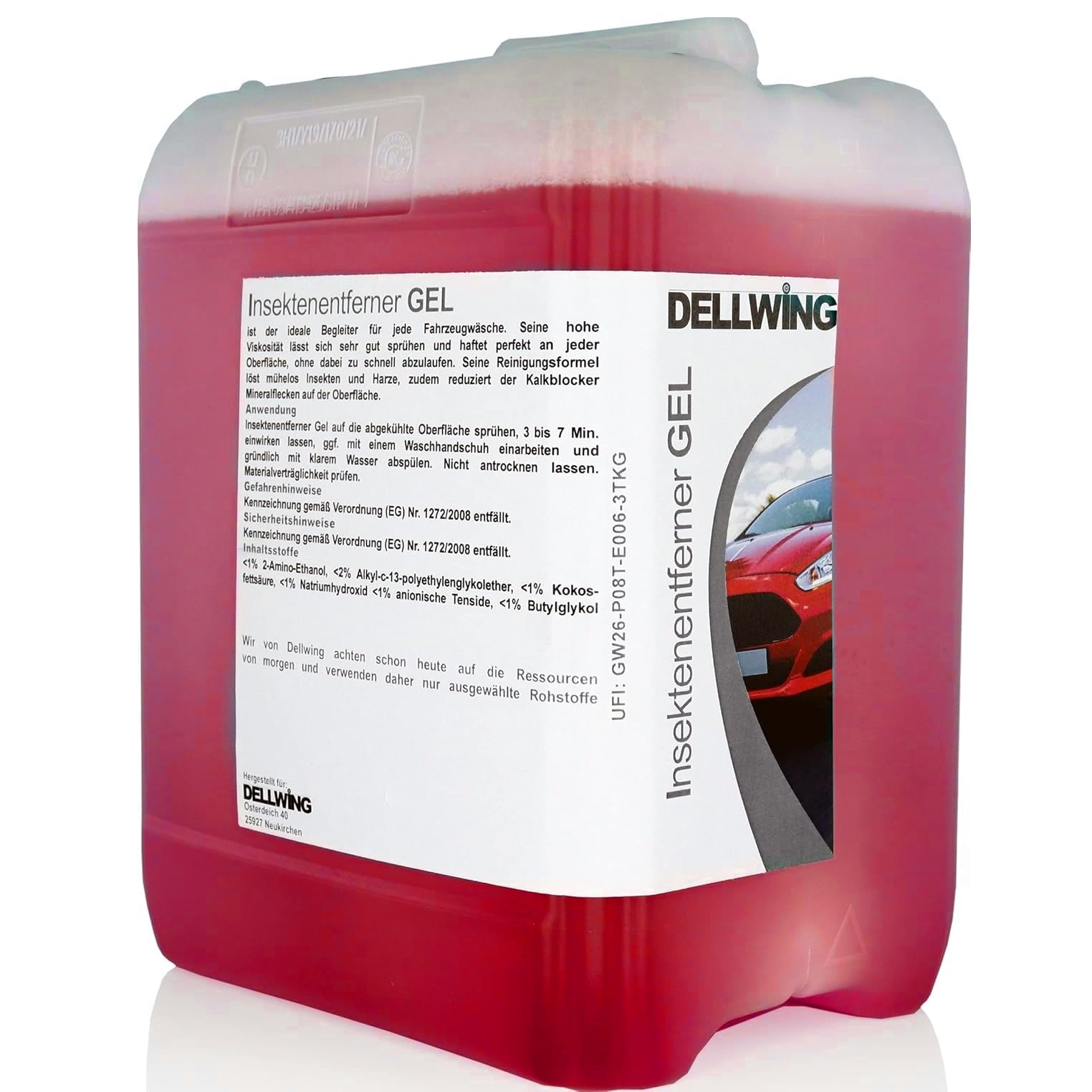 DELLWING Insektenentferner Gel 5L Kanister – Löst mühelos Insekten und Harze – Der Kalkblocker reduziert Mineralflecken auf dem Lack & Kunststoff – Perfekte Haftung an der Oberfläche Angebot bei HelloDeals