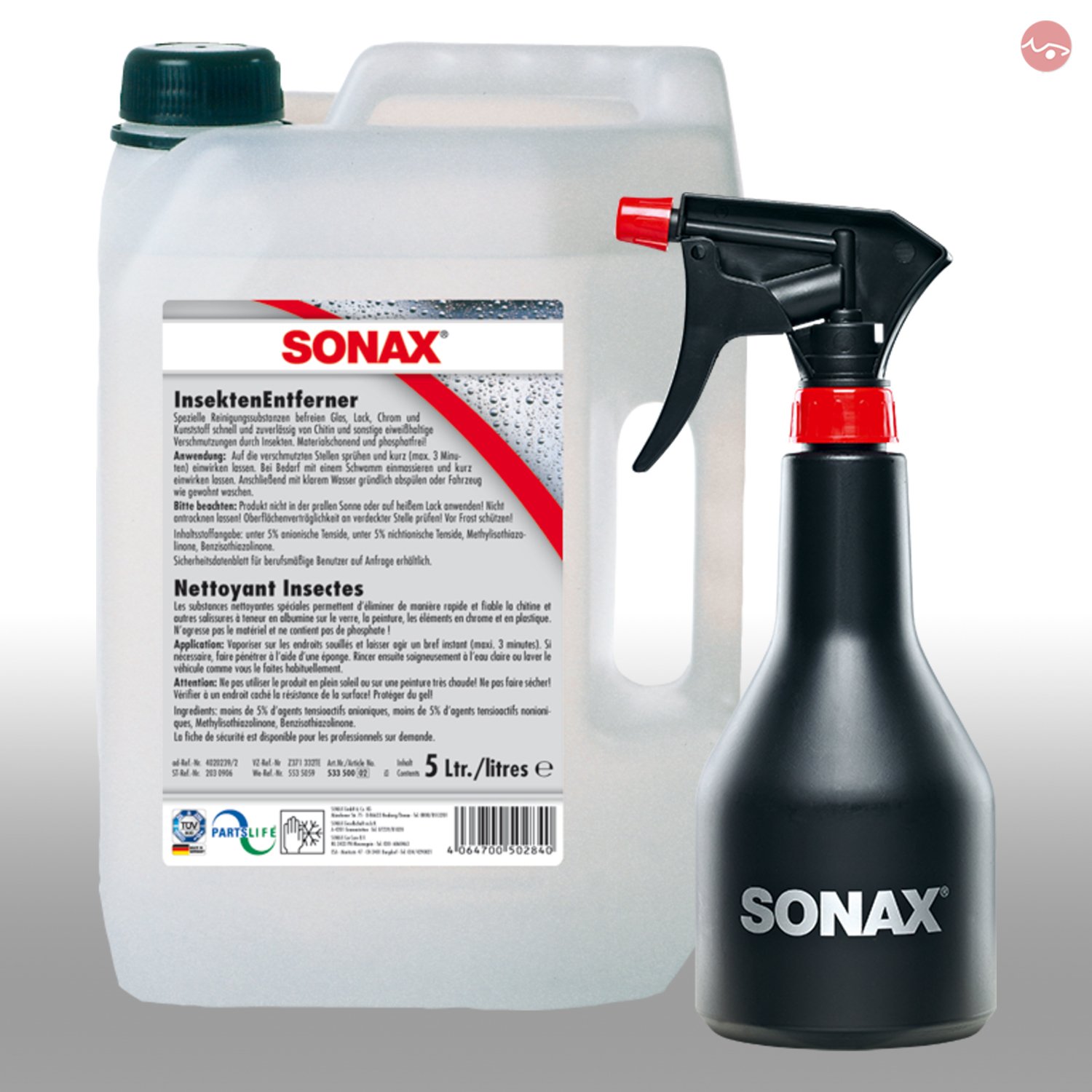 SONAX InsektenEntferner 5L 05335000 + GRATIS Sprühboy Sprühflasche 04997000 Angebot bei HelloDeals