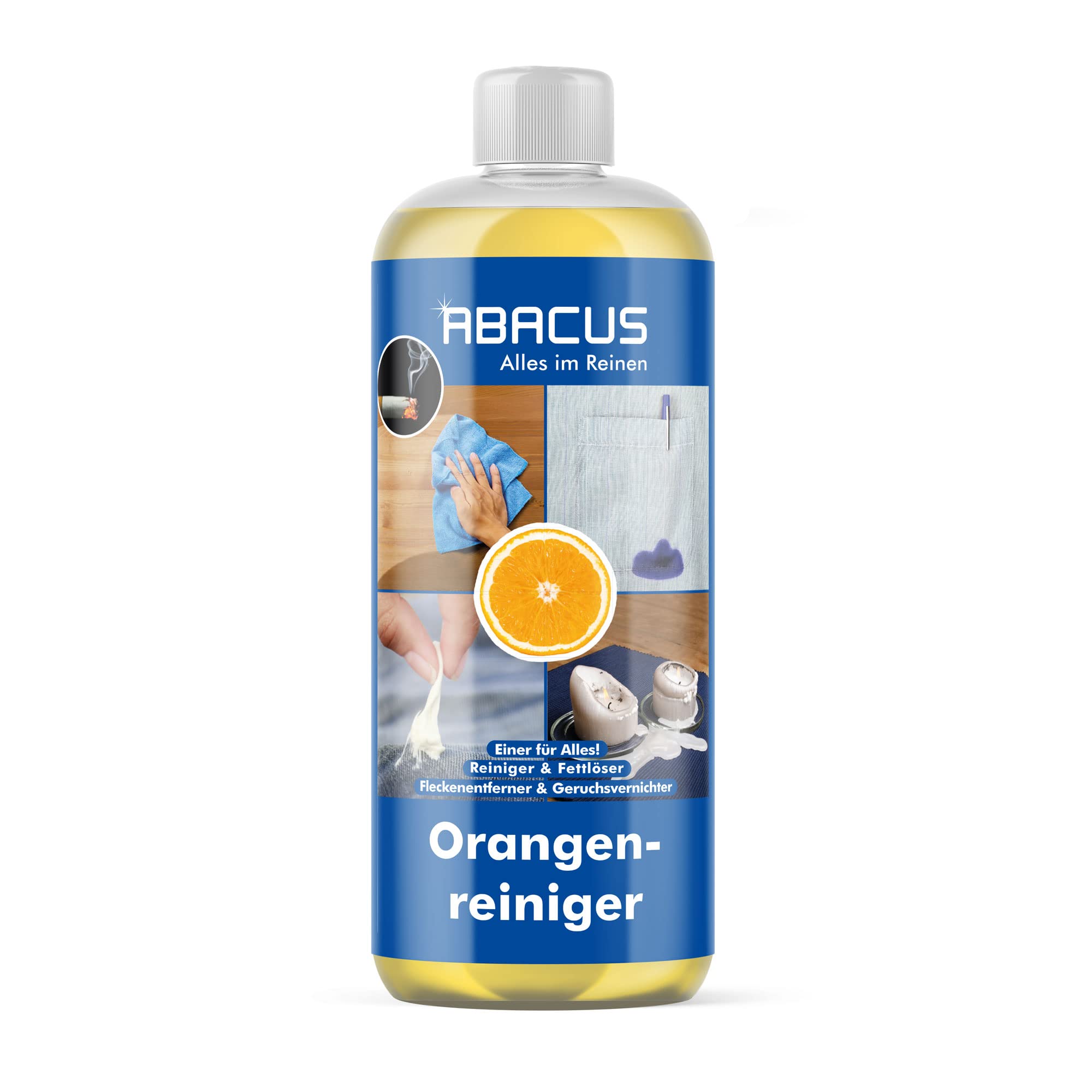 ABACUS® Orangenreiniger, Orangenölreiniger – Orange-Reiniger mit Orangenöl & Orangenduft – Fleckenentferner & Fettlöser löst Harz, Klebereste, Schmieröl, Tinte – Orangenreiniger 1000 ml (2108) Angebot bei HelloDeals