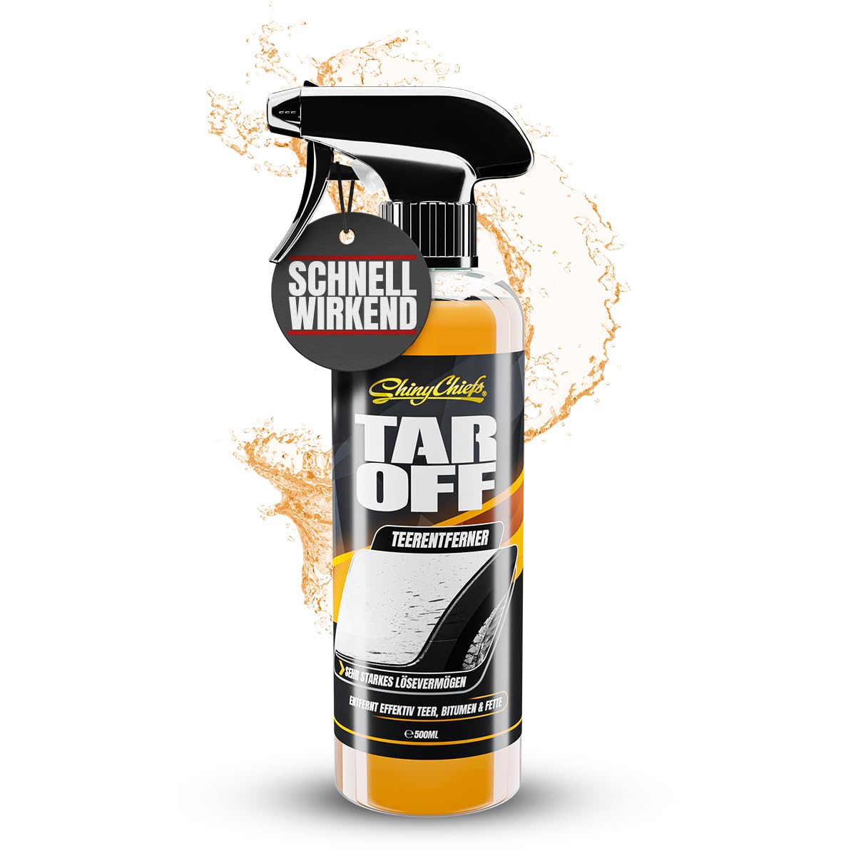 ShinyChiefs Tar Off - Schnell wirkender Teerentferner Auto - Entfernt Teer, Bitumen sowie Harz-, Fett- und Ölverunreinigungen von Allen Oberflächen - Extra Starkes Teer-Entferner-Spray 500ml 1x500ml Angebot bei HelloDeals