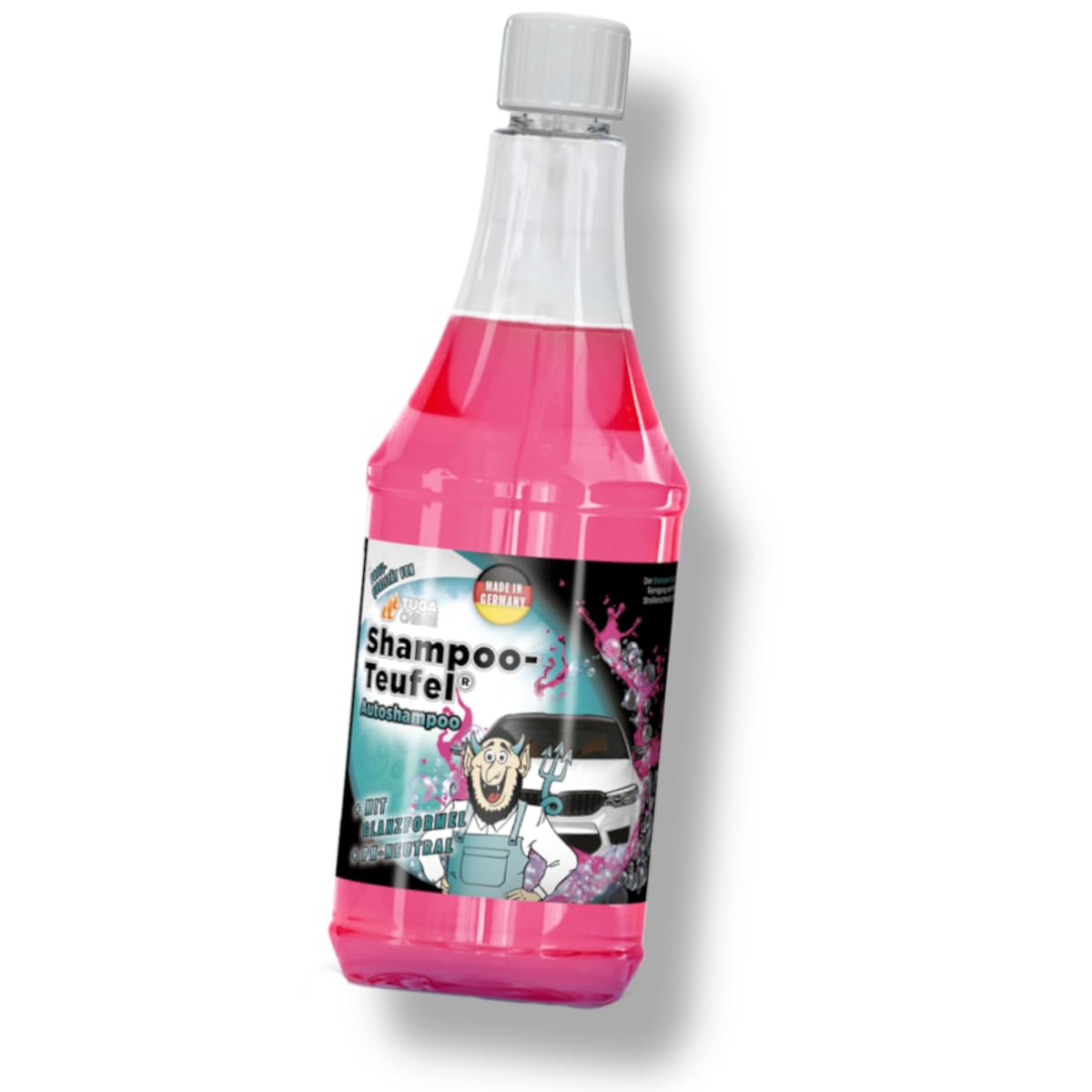 Tuga Chemie Shampoo Teufel | Tuga Chemie Autoshampoo - Lackreiniger - KFZ Schmutzentferner - schäumende Wäsche - Autoshampoo Konzentrat - pH Neutral 1L Angebot bei HelloDeals