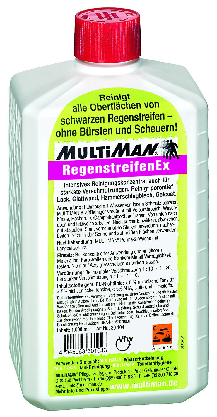 MultiMan RegenstreifenEx - 1l - Beseitigt Regenstreifen von Lack- und Kunststoffoberflächen 1 l Angebot bei HelloDeals