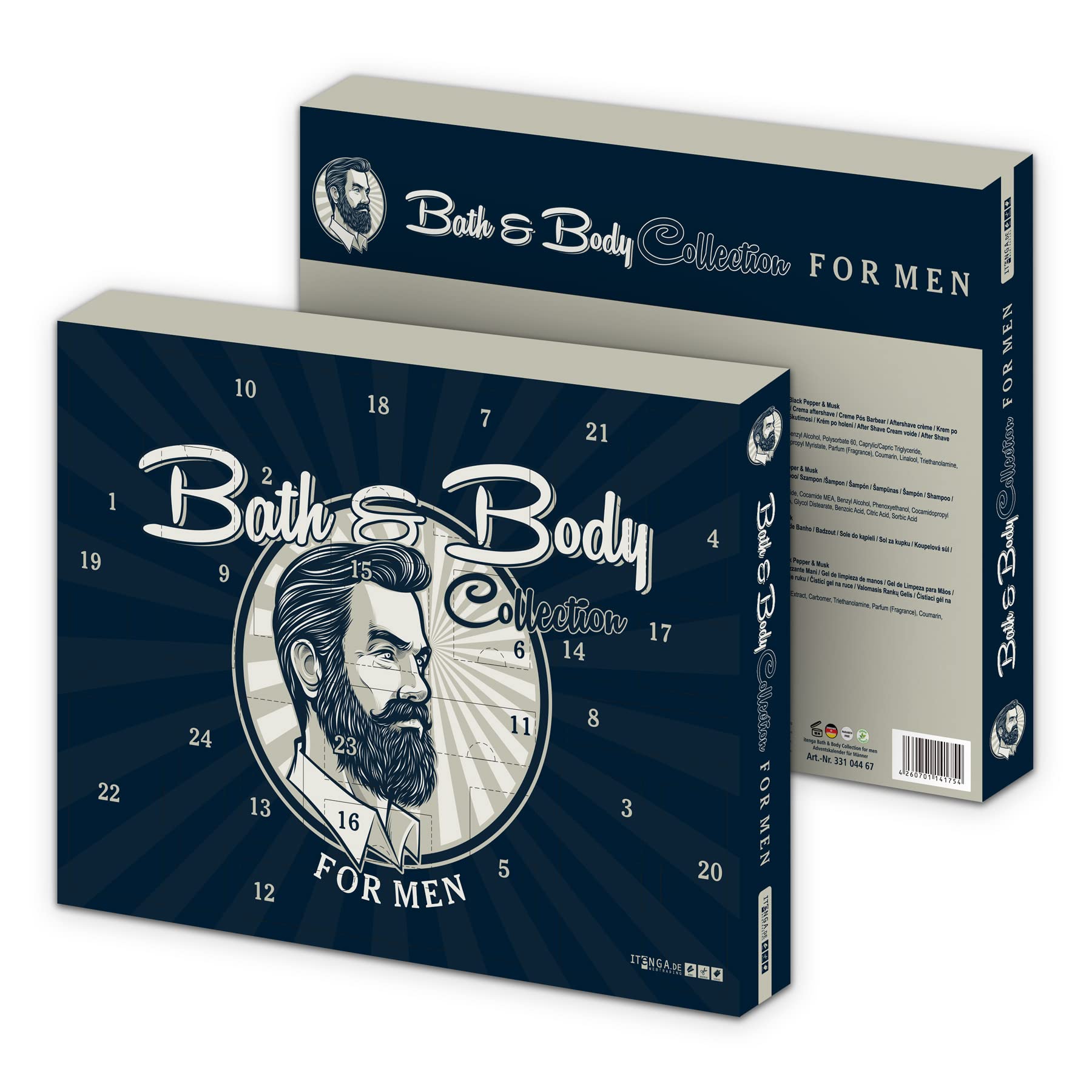 itenga Adventskalender für Männer gefüllt Bath & Body for Men - Adventskalender für Männer - Artikel für Bart und Körperpflege Angebot bei HelloDeals