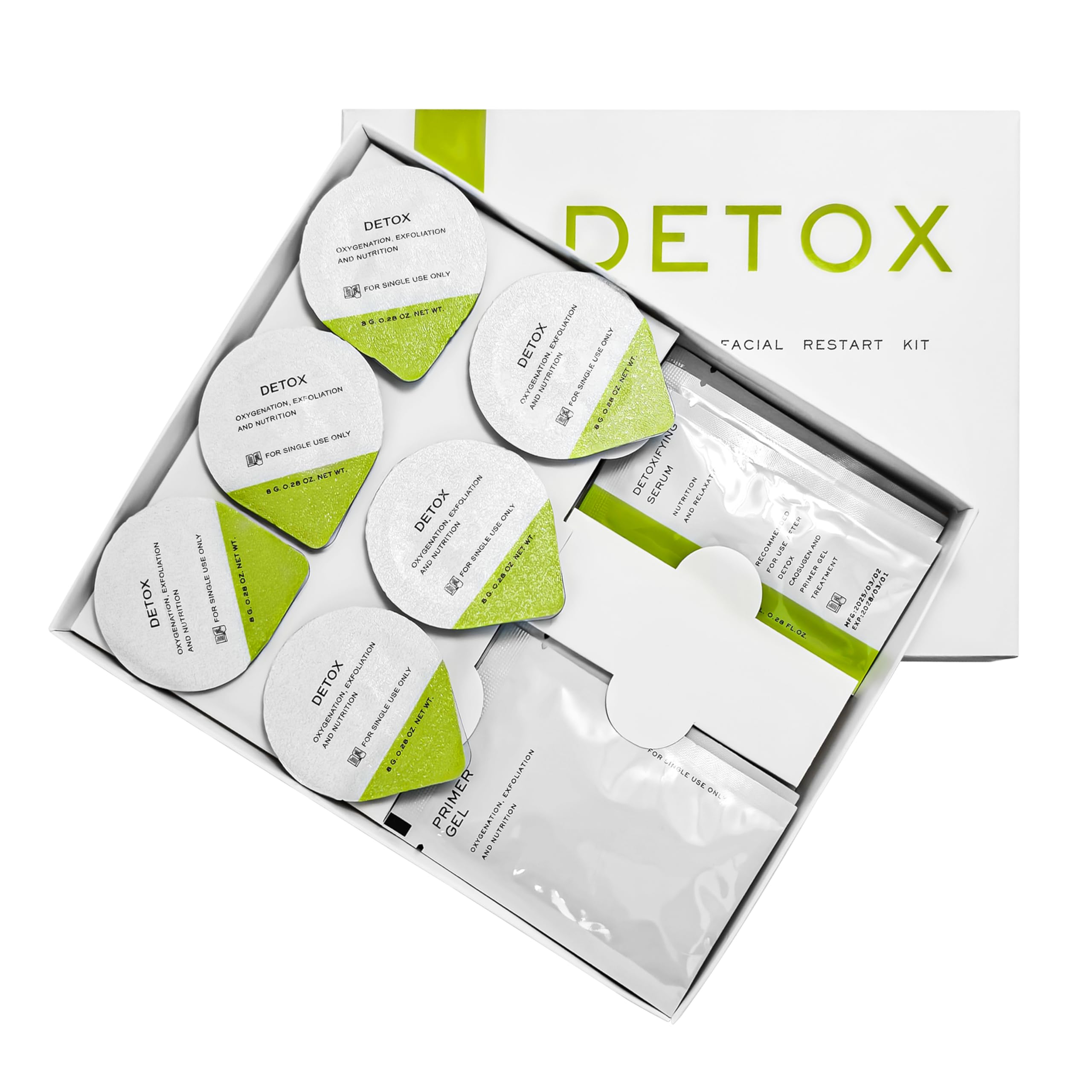 Elitzia Entgiftung Gesichts-Neustart-Kit für Sauerstoffblasen-Gesichtsmaschinen für junge, frische Haut, Absorption von 6 Teilen Basiskremes Gel 6 Erbsen 6 Teilen Serum ETD24BD2 (Entgiftung) Detox Angebot bei HelloDeals