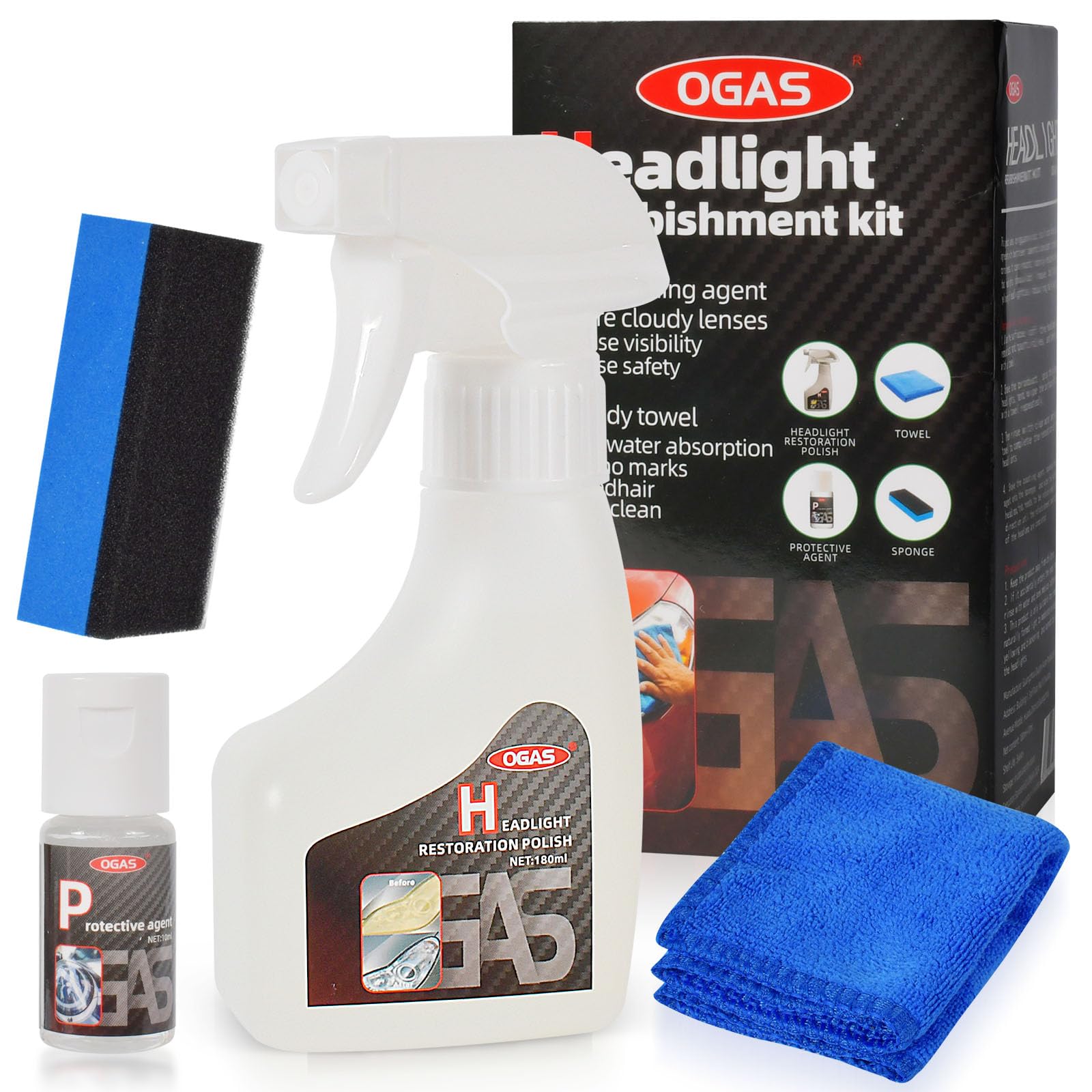 FGen Headlight Restoration Kit,Headlight Preparation,Headlight Repair Spray for Cleans, Polished, Matted, Yellowed(Set of 4) Angebot bei HelloDeals