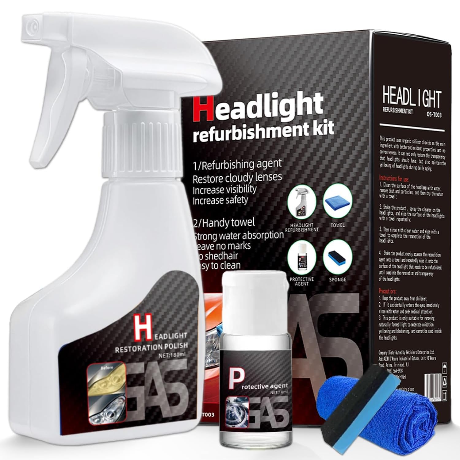 CoyCriter Scheinwerfer Aufbereitung Flüssigkeit Set, Headlight Restoration Kit 180ml, Flüssiges Scheinwerfer Reparaturmittel, Scheinwerfer Polierset für Reinigt Poliert Vermattete Vergilbte Angebot bei HelloDeals