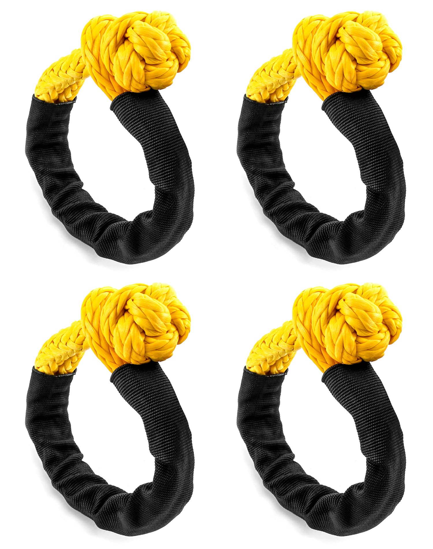 QWORK Synthetischer weicher Schäkel für Straßenschleppen, Segeln, ATV, LKW, 4 Stück, 1,27 cm x 50,8 cm, 19 kg Bruchfestigkeit, Synthetisches Seil, Schäkel, Erholungsseil mit Hülse, schwarz, WD8873 4er-Packung Angebot bei HelloDeals
