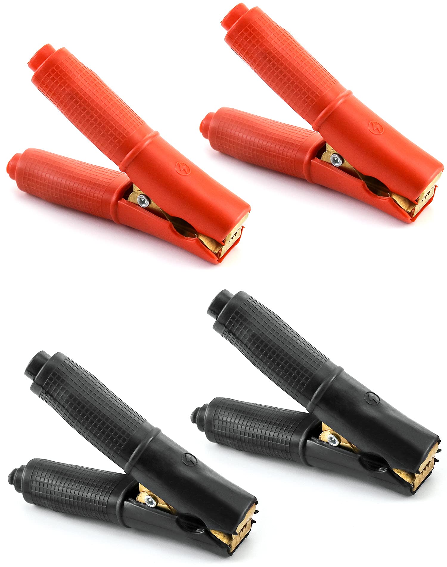 QWORK® 4 Stück 100A Auto Krokodilklemmen, Heavy Duty Pure Kupfer Isolierte Batterieklemmen Batterie Zange für Starthilfekabel, Elektro Überbrückungskabel Klemmen (2 Stück Rot 2 Stück Schwarz) 4cs 100A Angebot bei HelloDeals