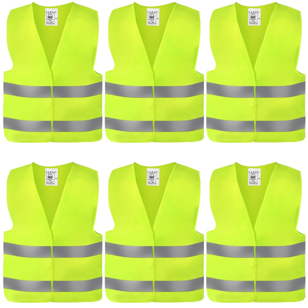 NIEEKRUN Warnwesten Auto, 6er Warnweste Sicherheitsweste Auto, 360° Reflektierend, Gelb, Einheitsgröße, Unisex, Freizeit Angebot bei HelloDeals