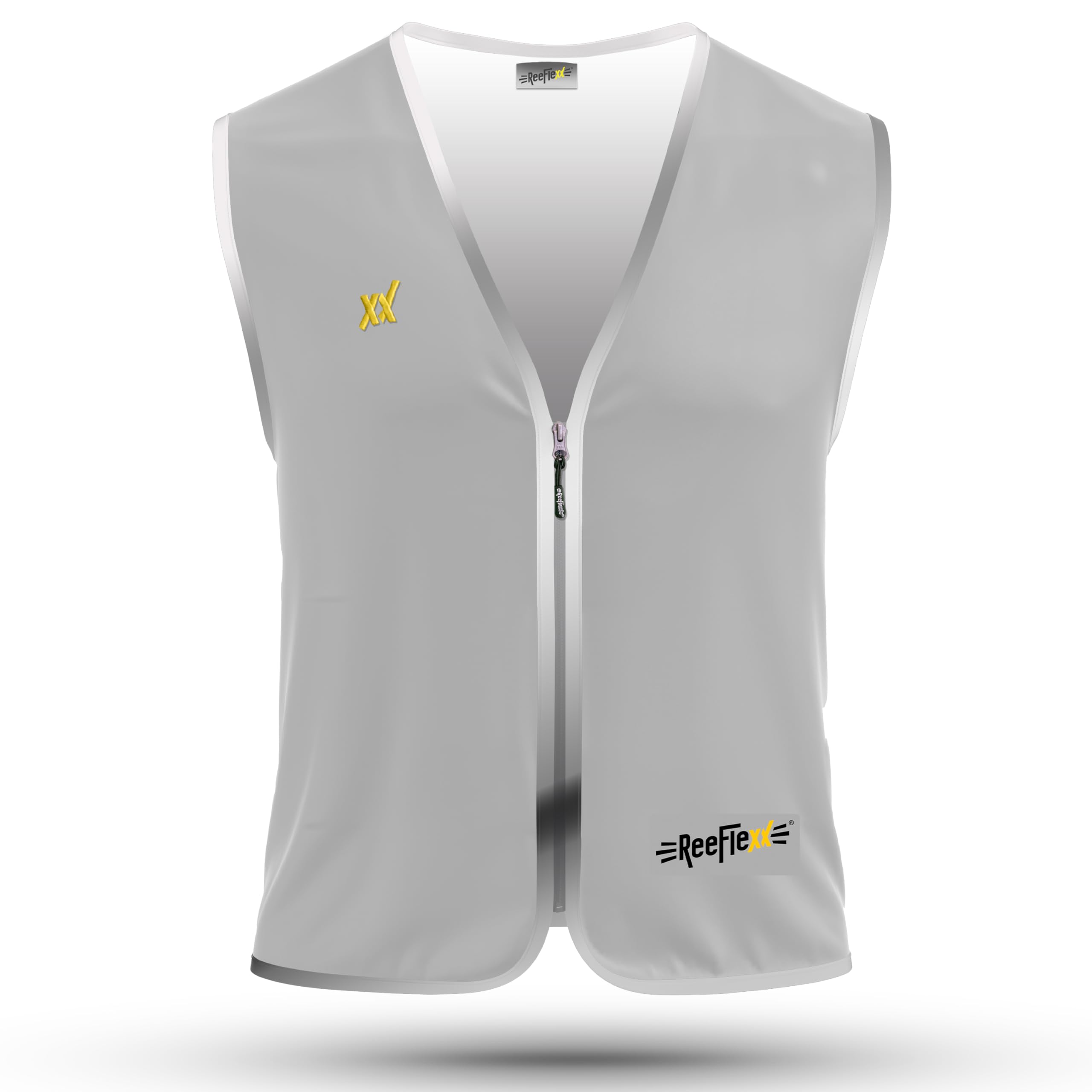 REEFLEXX Damen-Fahrradweste - Stylische Warnweste mit auffälligen Farben/Mustern und starken Reflektoren - Erhöhte Sichtbarkeit im Straßenverkehr. M-L Silver Glow Angebot bei HelloDeals