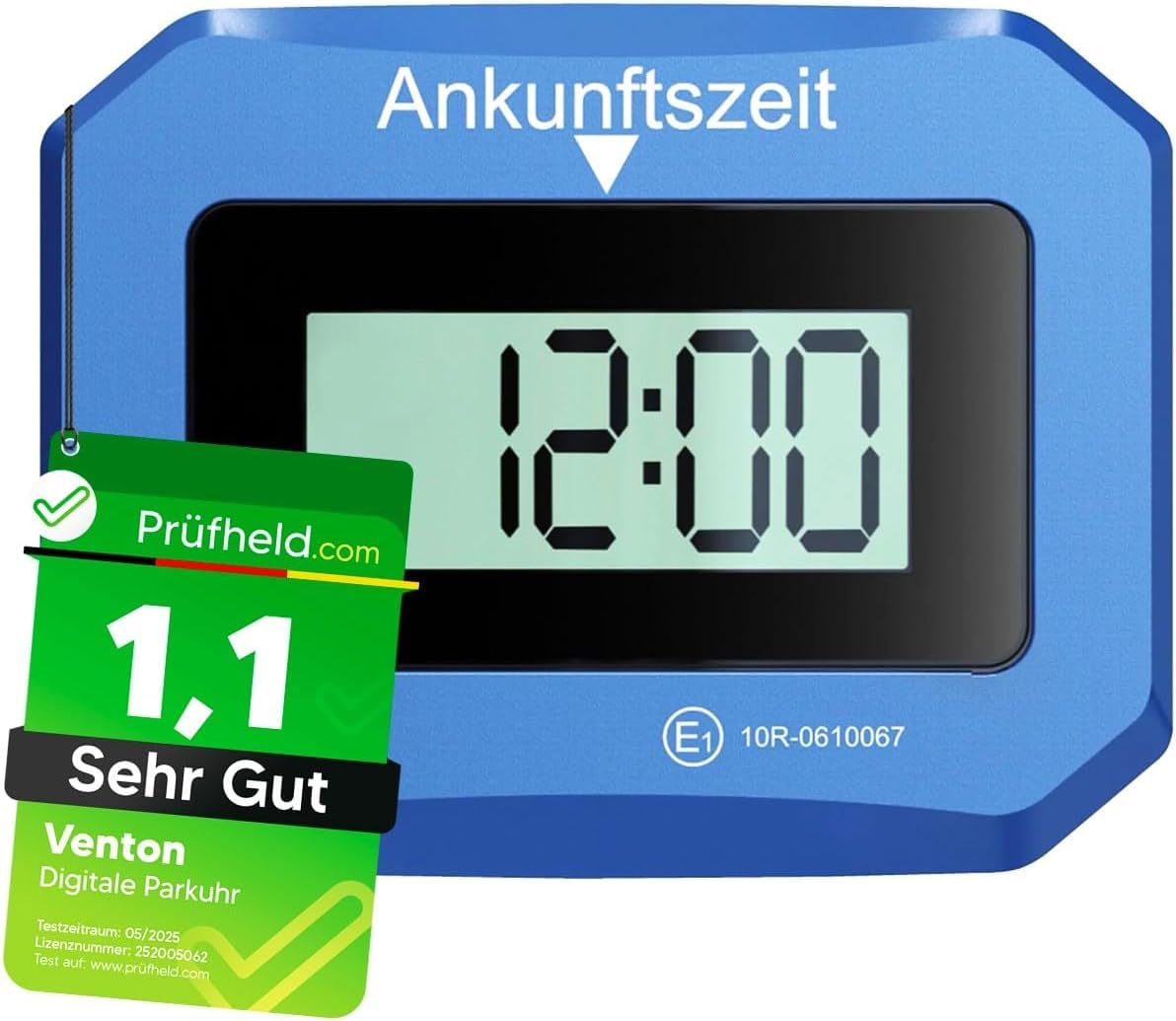 [ Test SEHR GUT, Note 1.1 *] VENTON Automatische Parkscheibe elektronisch mit Zulassung für Auto & Motorrad, Elektronische digitale Parkuhr, Auto Zubehör elektrisch, Geschenke für Männer & Frauen Angebot bei HelloDeals