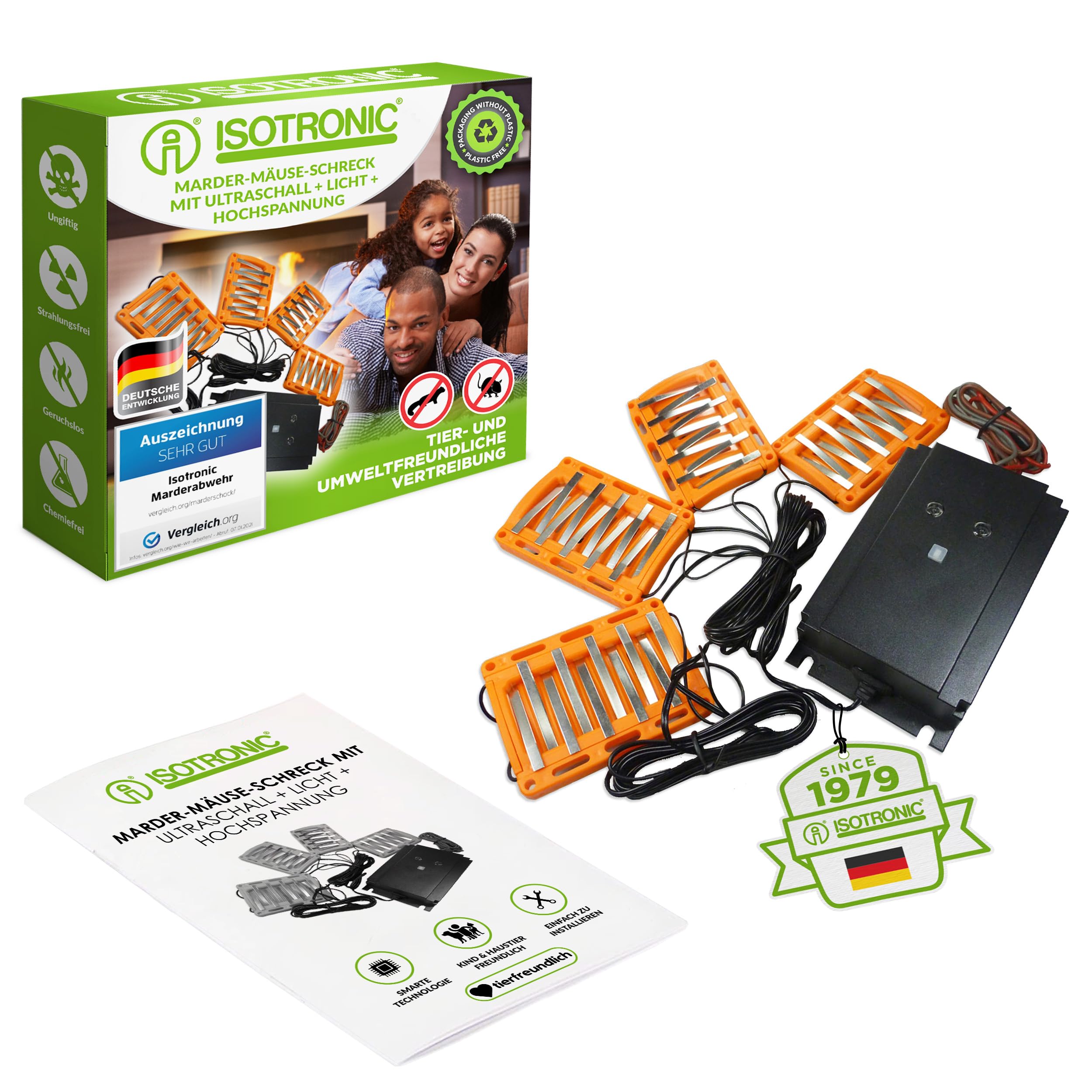 ISOTRONIC Marderschreck Auto mit Hochspannung, LED-Blitzlicht & Ultraschall – effektiver Mardervertreiber zum Anschluss an 12V Autobatterien – sofortiger & langfristiger Marderschutz im Motorraum Angebot bei HelloDeals