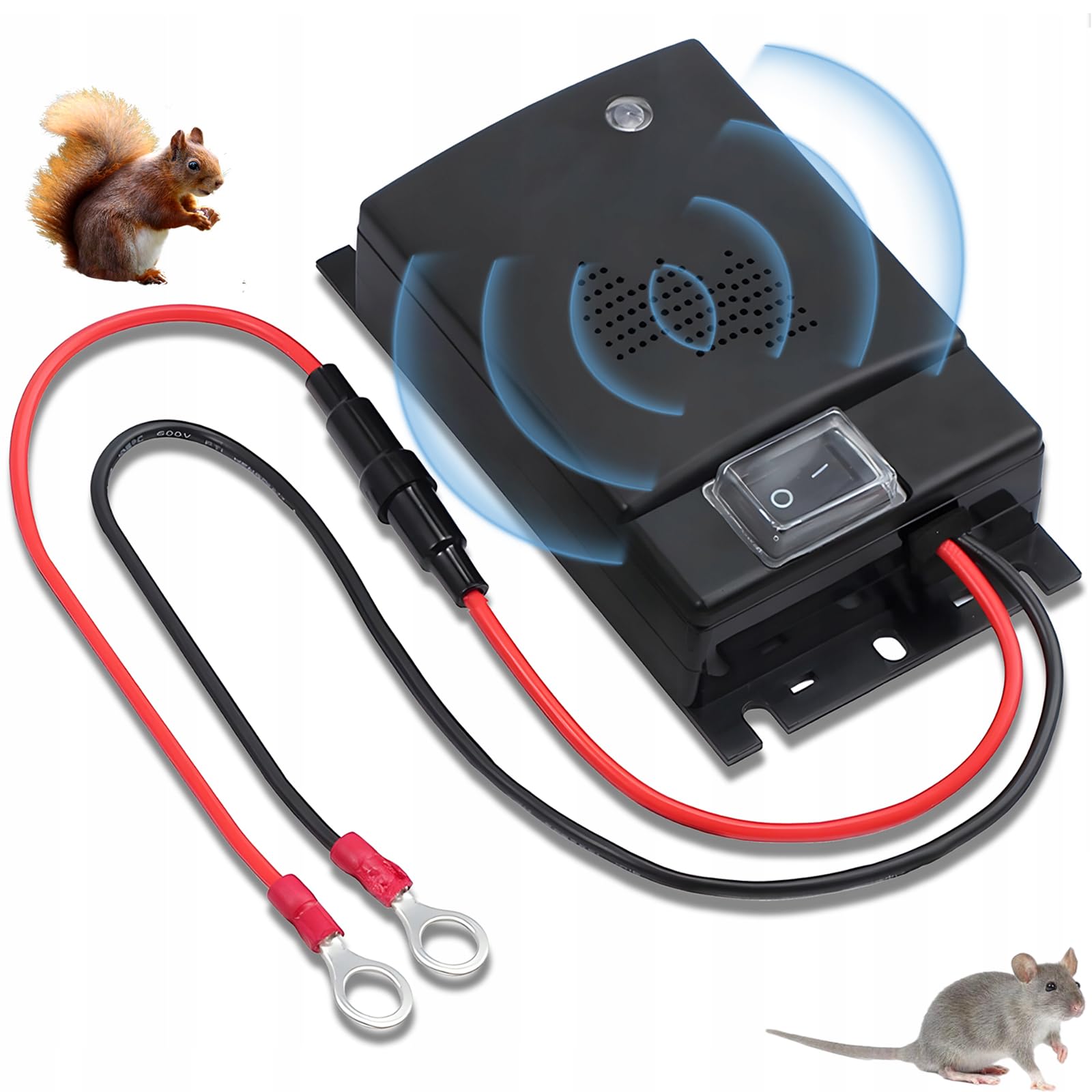 Sathychanpy Marderschreck Auto - Effektive Marderabwehr mit Ultraschall. Anschluss an 12V Autobatterie, Marderschutz Marderabwehr Tiervertreiber Tierschreck Black B Angebot bei HelloDeals