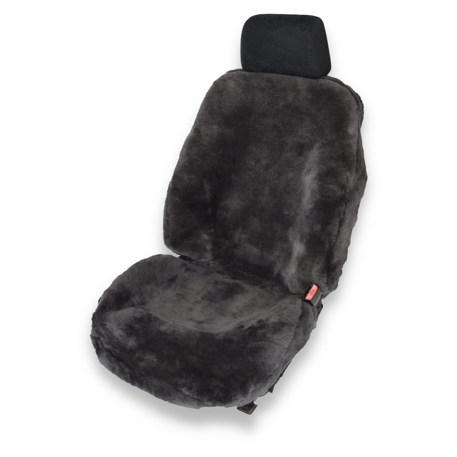 Autositzbezug/Autofell Premium aus hochwertigem Lammfell – Universelle Passform –Geeignet für alle Jahreszeiten –nur für Fahrersitz – Lange Haltbarkeit Schiefer Angebot bei HelloDeals