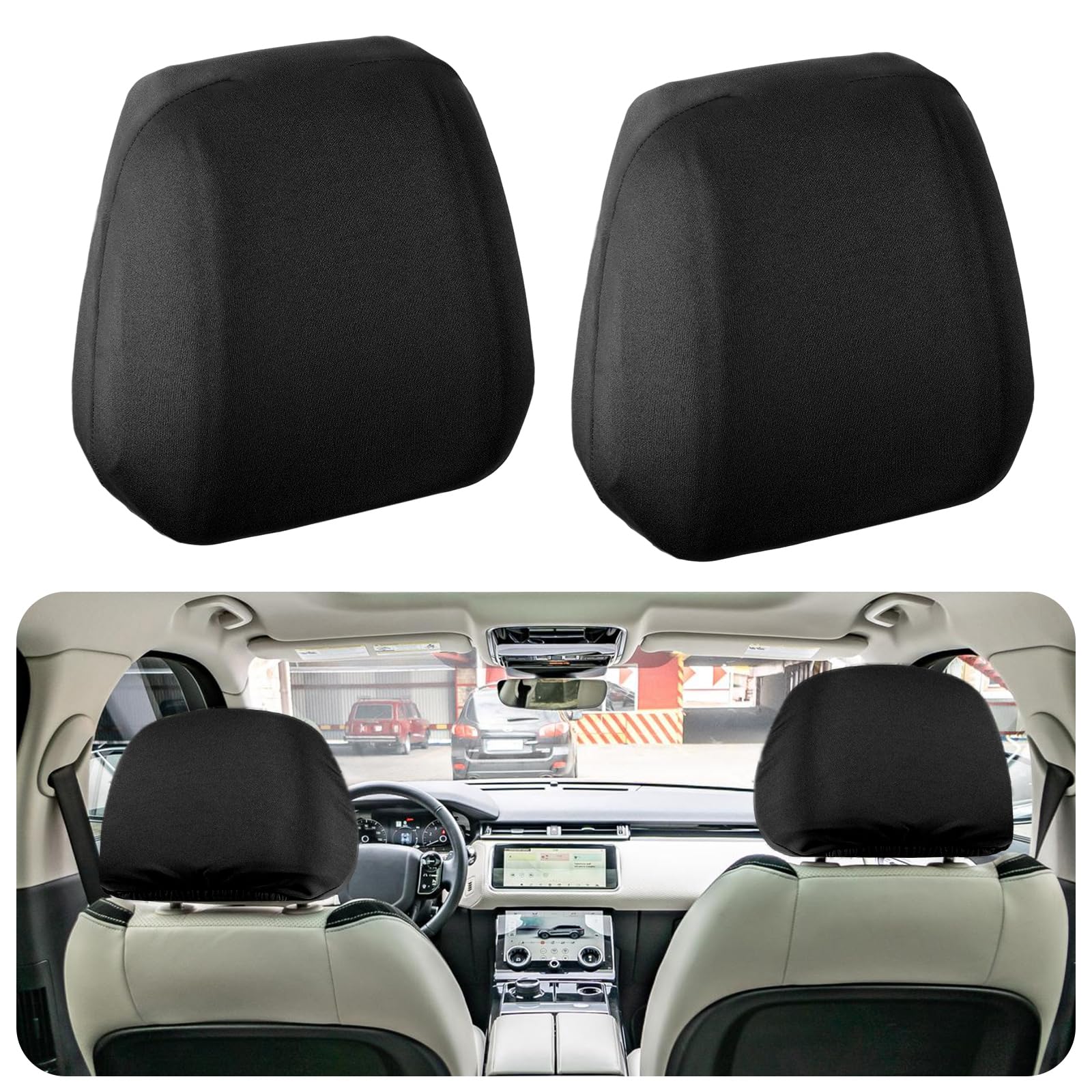 LIQWEI 2 Stück Auto Kopfstützenbezüge, Bezug Staubdicht Kopfstützenschutz Waschbar Kopfstützen Elastische Auto Kopfstützenbezug Für LKW Bus Reisebus Angebot bei HelloDeals