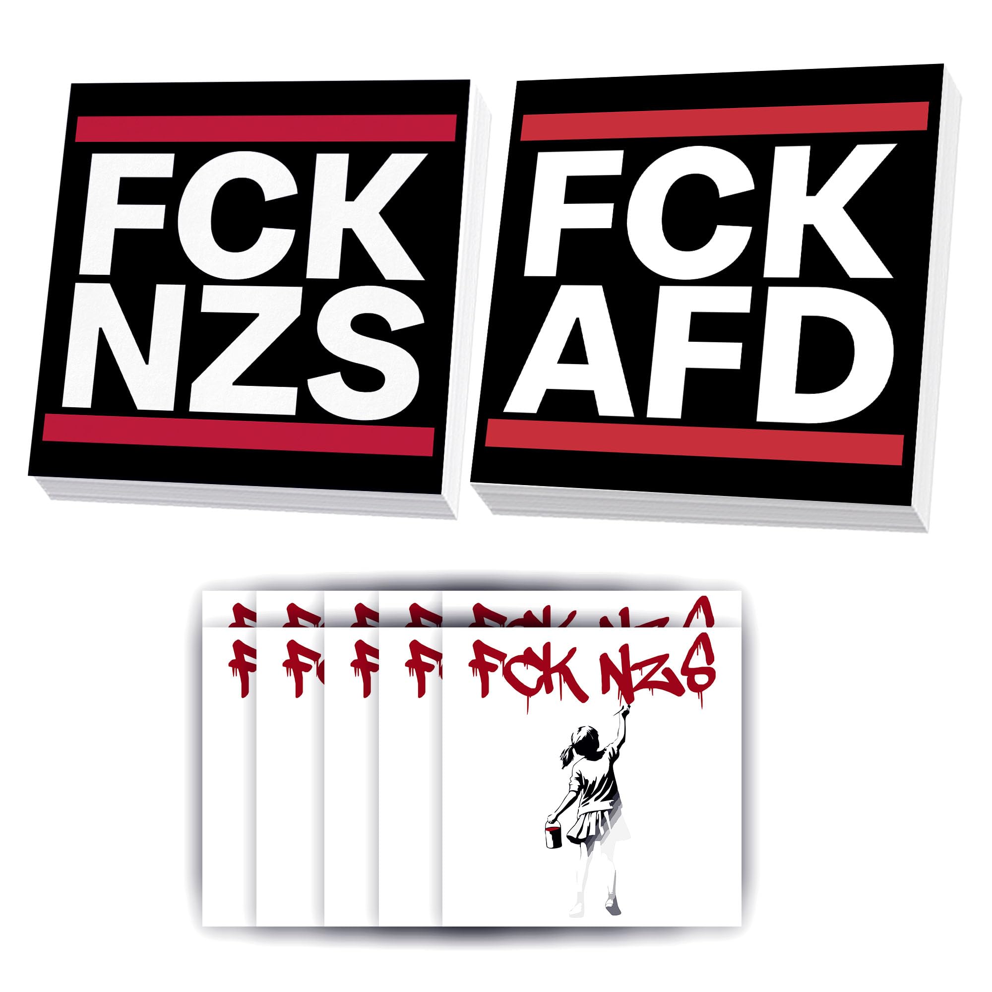 GamesMonkey® - GamesMonkey® - Aufkleber "FCK AFD & FCK NZS" (50 Stück oder 100 Stück) + Geschenk - FCK AFD Aufkleber FCK NZS Aufkleber Links (50 Stück + 10 Stück kostenlos) V1 - 50 Stück + 10 Stück kostenlos Angebot bei HelloDeals