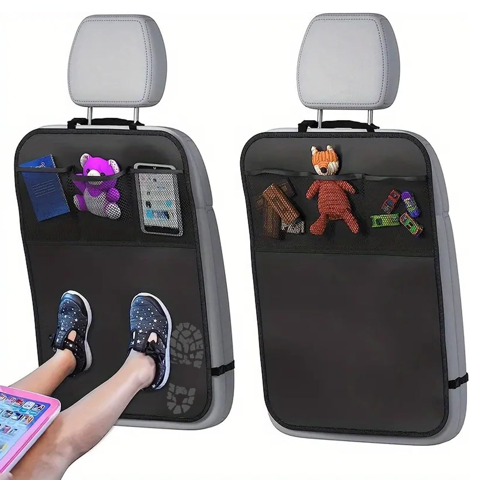 2 Stück Autositz Schutz Rückseite Kinder, Rückenlehnenschutz Auto, Autositzschoner Kindersitz, Rücksitzschoner Auto Kinder Der Vordersitze Wasserdicht Pflegeleicht, Mit 3 Taschen Für Wasser Und Staub Angebot bei HelloDeals