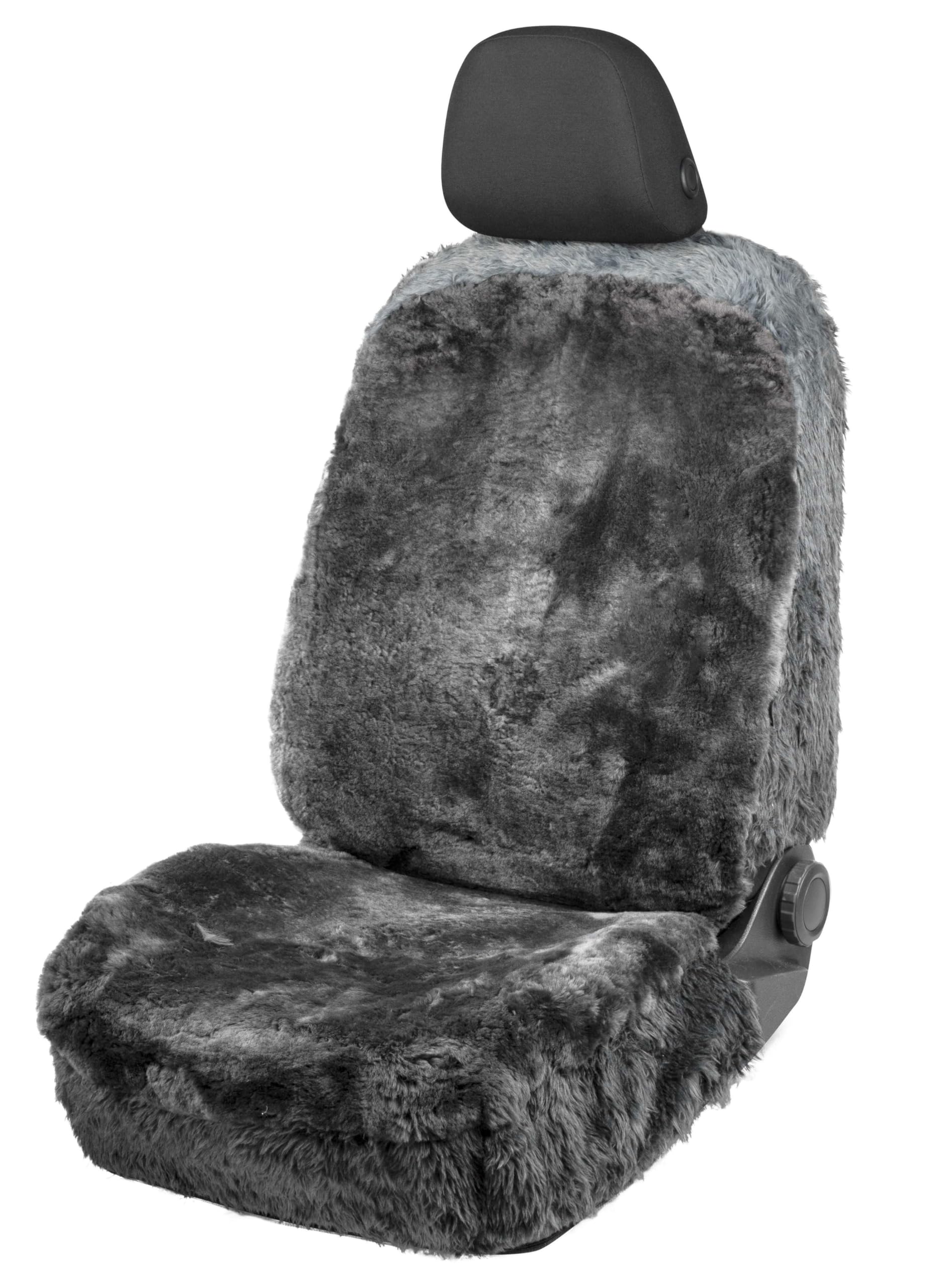 Walser Lammfell Autositzbezug Mona - 100% Lammfell Sitzbezug für Auto, Vordersitze, Autositzbezug Fell, Anthrazit Sitzbezug Anthrazit Angebot bei HelloDeals