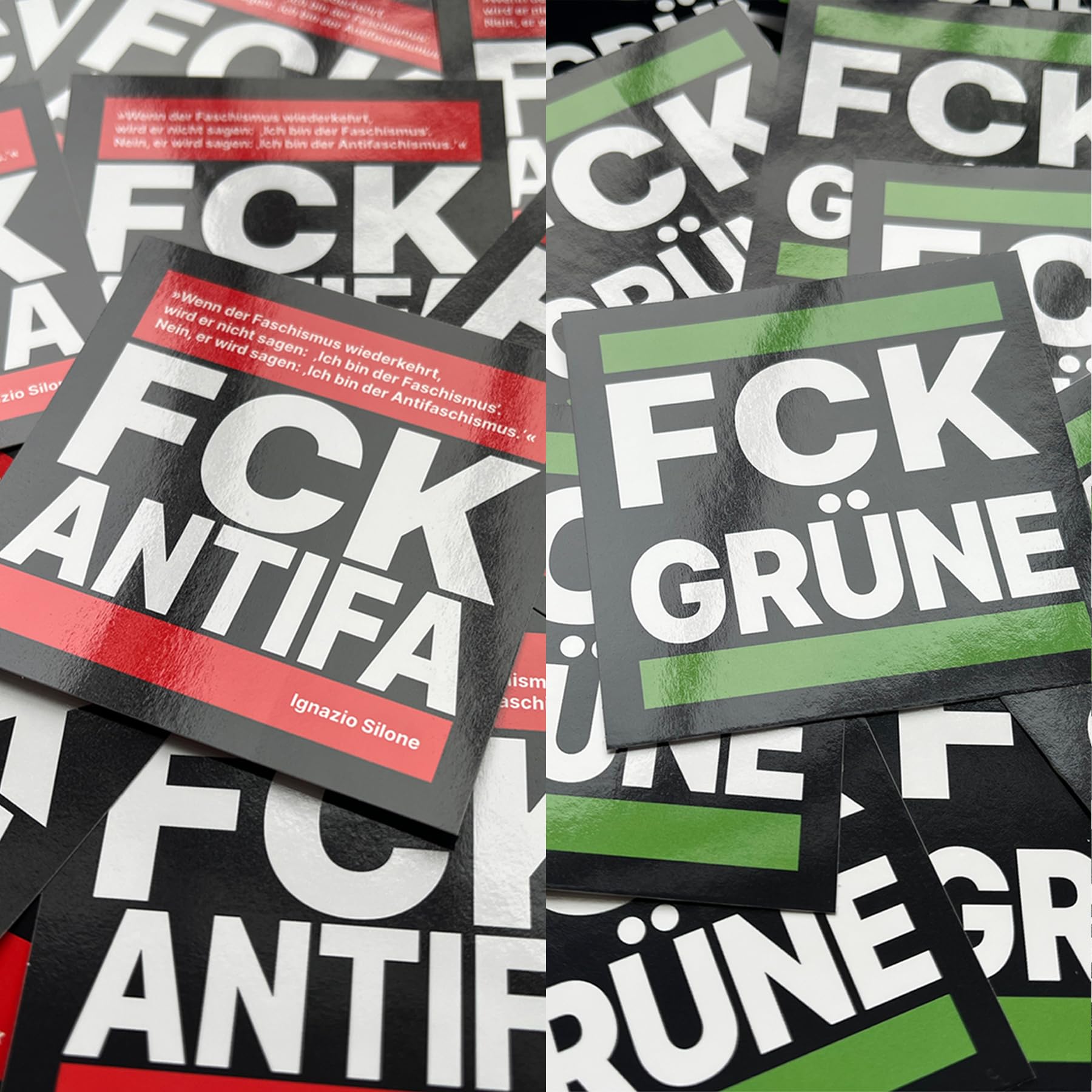 100 Stück FCK Grüne Aufkleber + FCK Antifa Aufkleber Set 7,4 cm Anti Linke Kommunisten Sozialisten Ökofschismus Angebot bei HelloDeals