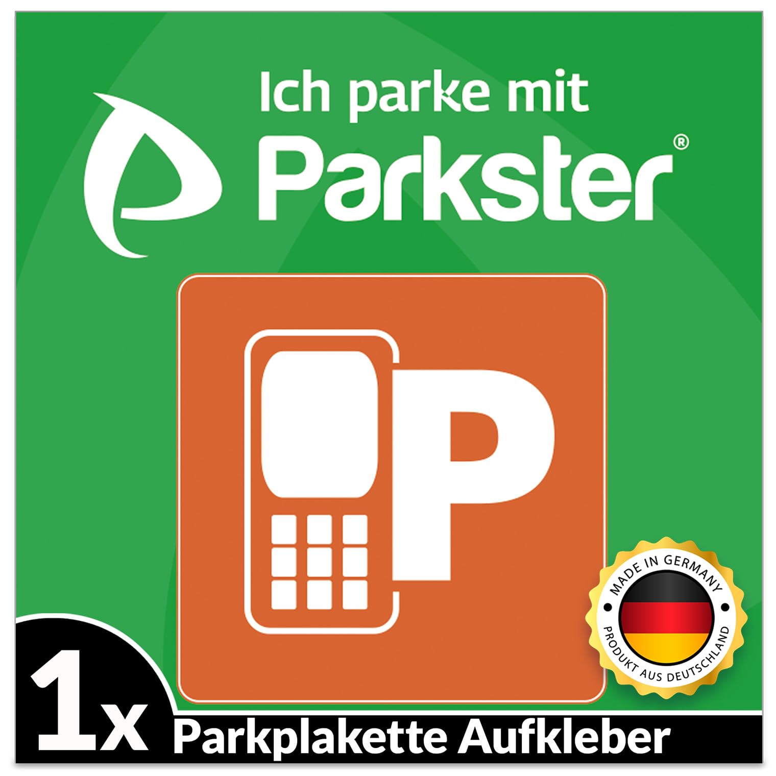 1x PARKSTER Plakette Aufkleber Parkplakette Hinterglasaufkleber - Ich parke mit Parkster - APP Vignette, KFZ Auto Parken Sticker Ticket (6 x 6 cm, UV Schutz, wiederablösbar, Made in Germany) Angebot bei HelloDeals