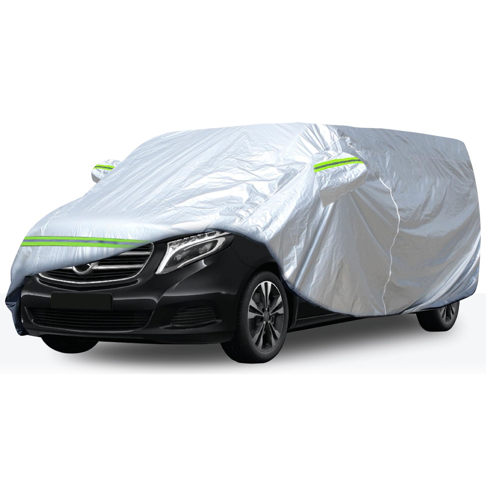 Autoabdeckung Vollgarage Ersatz für Mercedes Benz V-Klasse III W447 2014-2022 SWB, 300D Allwetter Autoabdeckung für Drinnen und Draußen mit Reißverschlusstür und Winddichtem Gurt Silber Maßgeschneidert für V-Class W447 SWB Angebot bei HelloDeals