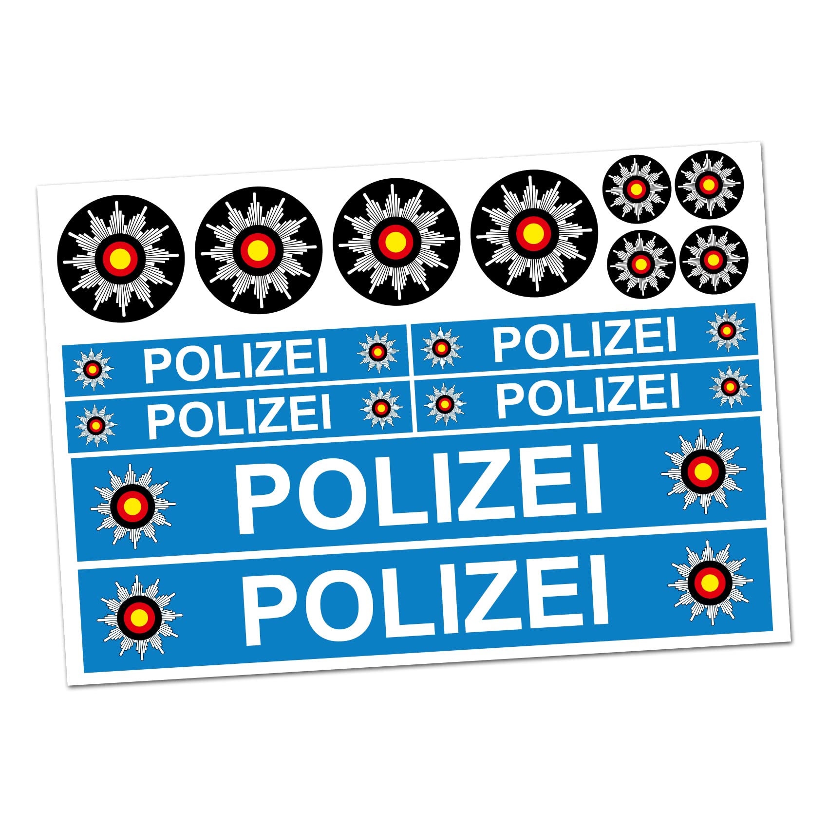 6 x Polizei Aufkleber Sticker für Auto Boot Caravan Bus Bike Fahrrad Dreirad Rutschauto Spielauto Modellbau Helm RC Car Plakette (R023 Blau) Angebot bei HelloDeals