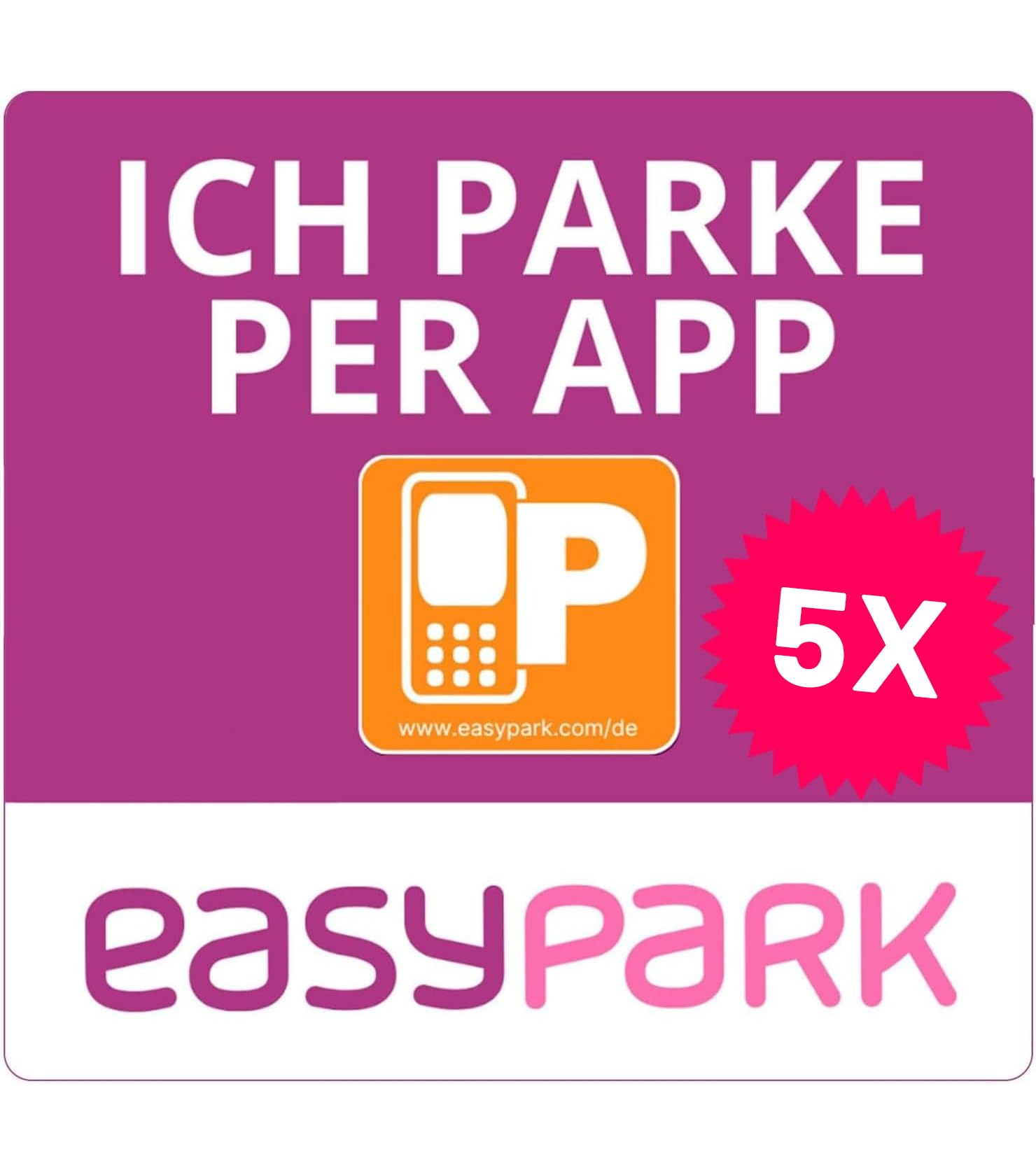 T TAKONE EasyPark Vignette Aufkleber – 5x Wiederablösbare Sticker 80×80 mm, UV-Schutz, Ideal für Windschutzscheibe im Auto (Rot) Angebot bei HelloDeals