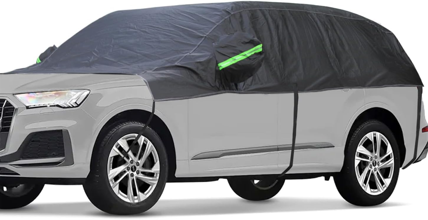 BEXITA Halbgarage Auto Abdeckplane Wasserdicht Outdoor Winter Verdickter Stoff mit Baumwolle gefüttert Autoabdeckung Halbe Autoplane Für Schrägheck(bis zu 440cm) C1-Für Schrägheck(bis zu 440cm) Angebot bei HelloDeals