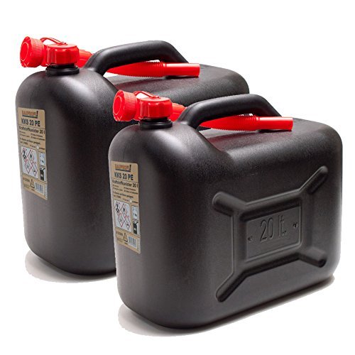 BAUPROFI 2er Set: 2x Benzinkanister 20 Liter schwarz, HDPE Material, für Diesel & Benzin, mit Tragegriff, E10 tauglich Angebot bei HelloDeals