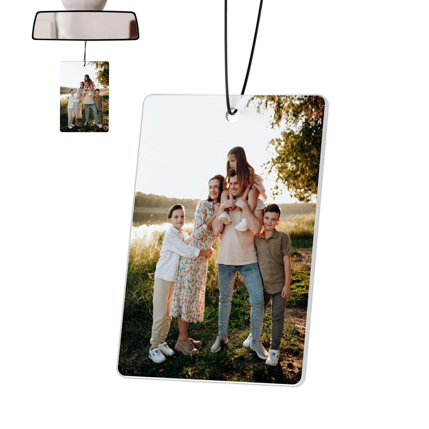 Personalisierter Lufterfrischer für Auto-Duft mit Foto, Duftbaum Auto Personalisiert, Geschenk für Familie & Freunde, Doppelseitiger Druck, Lufterfrischer zum Aufhängen Rectangle 1 stück (1er Pack) Angebot bei HelloDeals