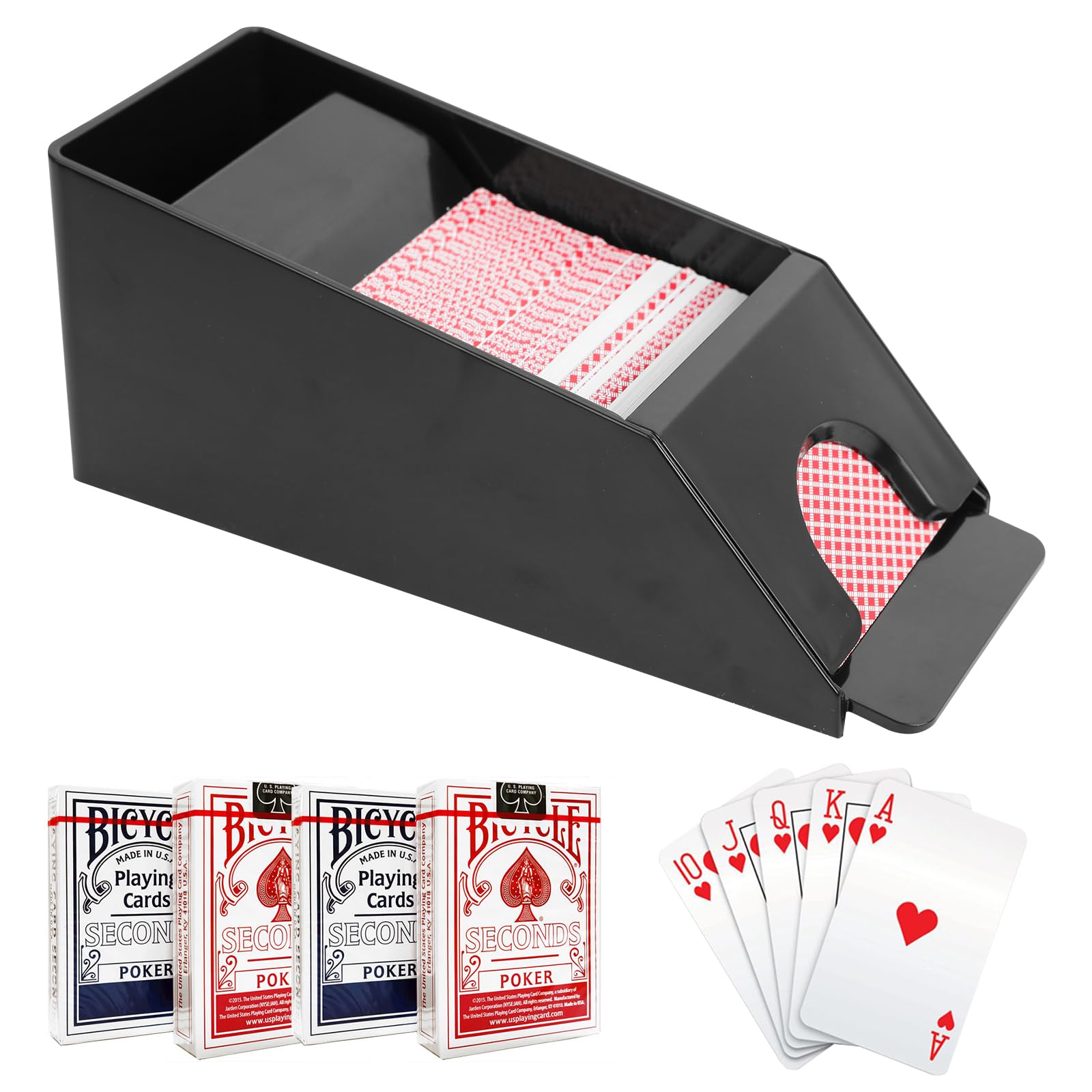YUNYODA Blackjack Dealing Shoe, Clear Acryl Kartenschlitten für Spielkarten, Kartenspender für 4 Decks Blackjack Spiele Poker Zubehör Manueller Kartengeber Angebot bei HelloDeals