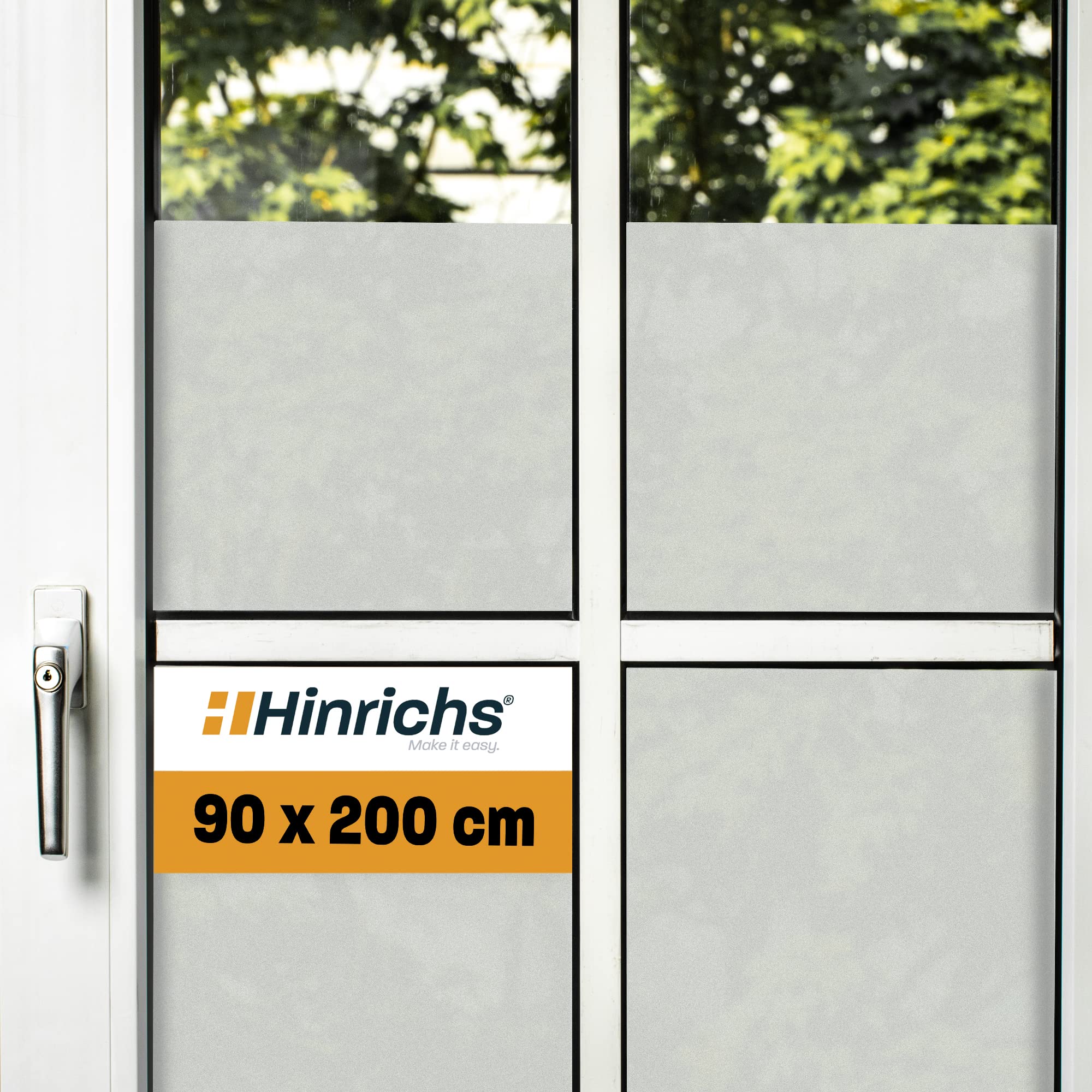 Hinrichs UV Fensterfolie Selbsthaftend - 90 x 200 cm Folie Fenster Sichtschutz Matt - Milchglasfolie Selbstklebend Fenster Acrylglas Milchglas - Fensterfolie Sichtschutz Fenster innen Angebot bei HelloDeals