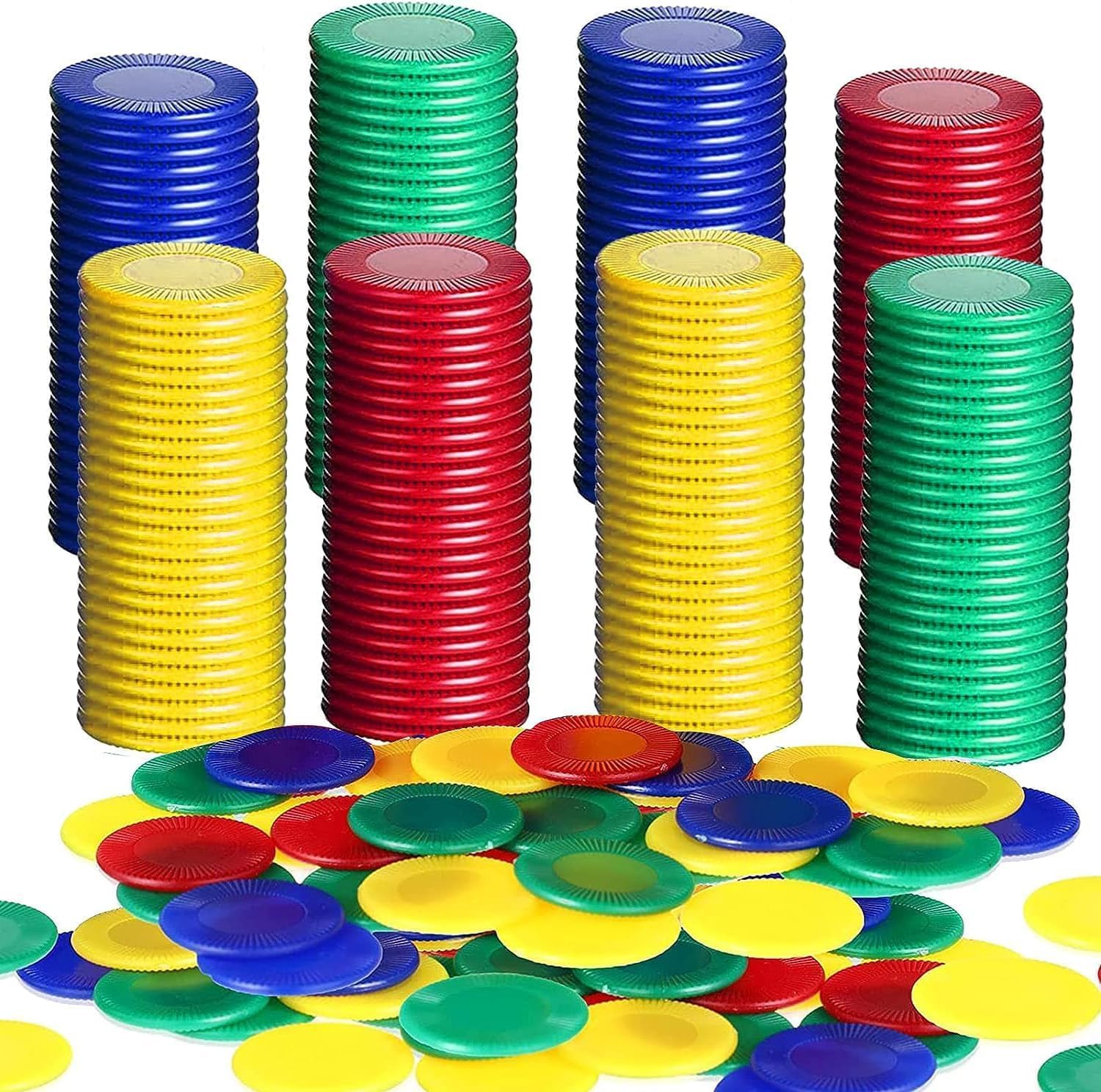 UieaMsio 400 Stück Pokerchips aus Kunststoff, 4 Farben, Bingo-Chips, Pokerchips aus Kunststoff, Spielchip für Zählchips für Kinder (22 mm) Angebot bei HelloDeals