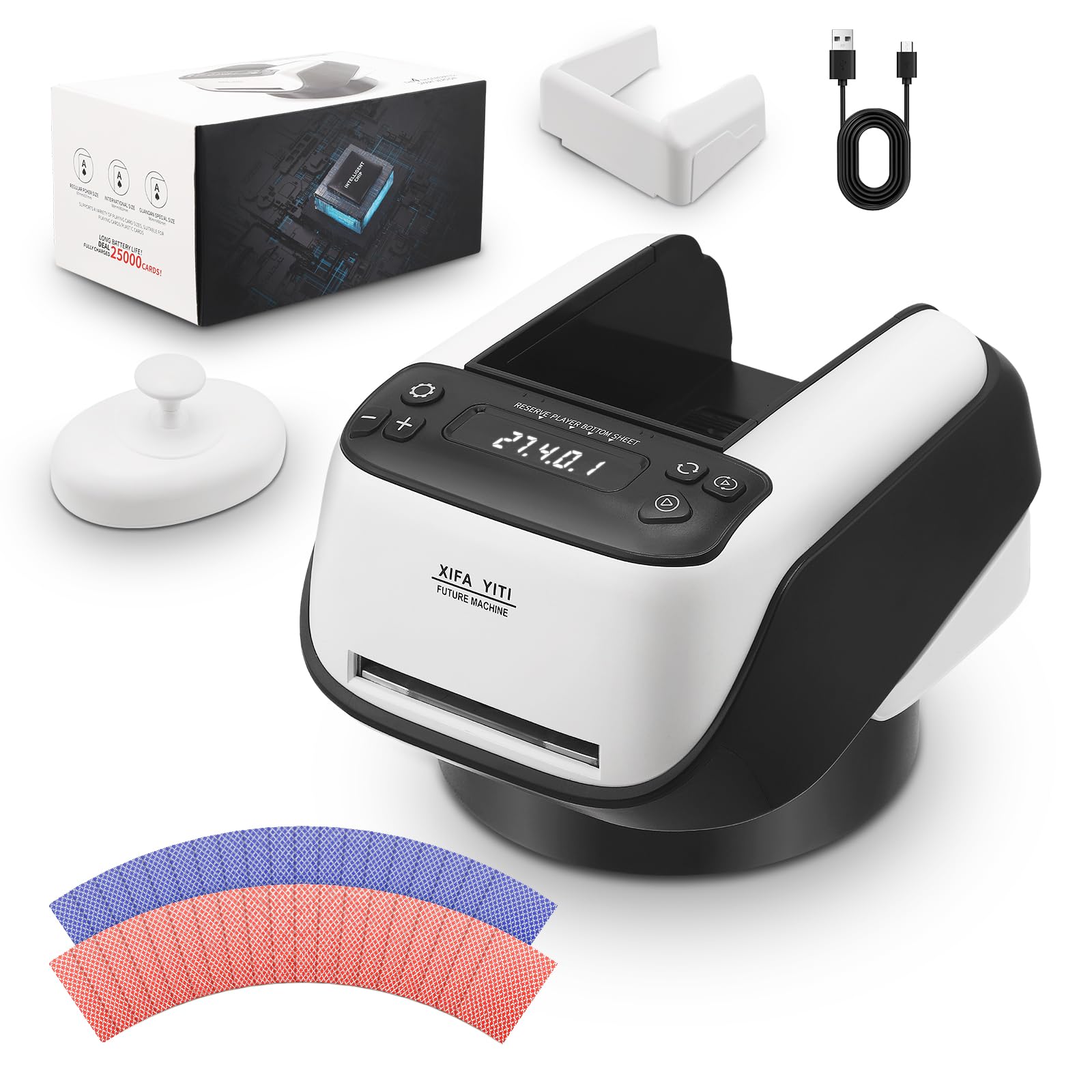 GJCrafts Automatischer Kartengeber, 8 Spieler einstellbar, Kartenausgabeautomat Kapazität für bis zu 4 Kartendecks, 360° drehbare Basis, Diagonal-/Schwing-Kartengeber-Modi für Poker, UNO Angebot bei HelloDeals