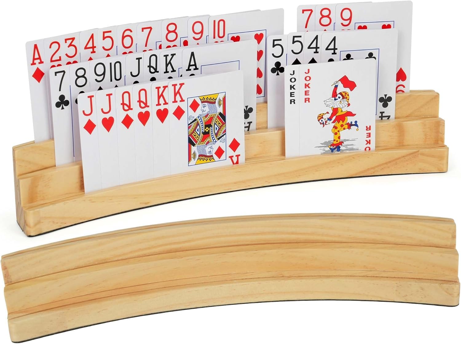 LotFancy Kartenhalter Holz für Kinder, 2er Set Spielkartenhalter für Spielkarten 3-Stufen, Freisprech Kartenständer für Senioren Angebot bei HelloDeals