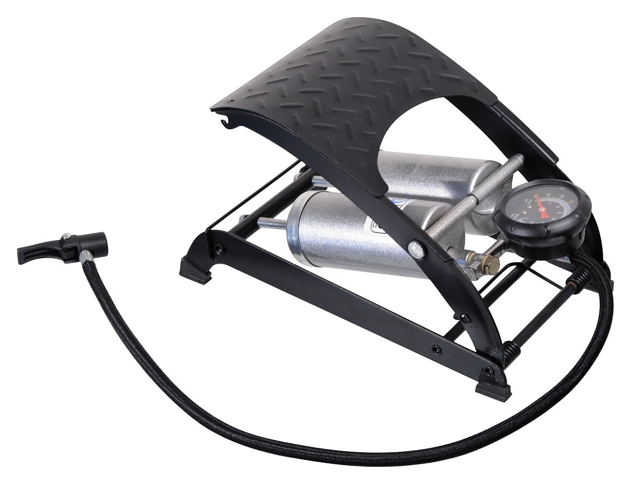 COMPASS 09154 Fußluftpumpe mit Manometer zweikolben TÜV/GS 2x120mm Angebot bei HelloDeals