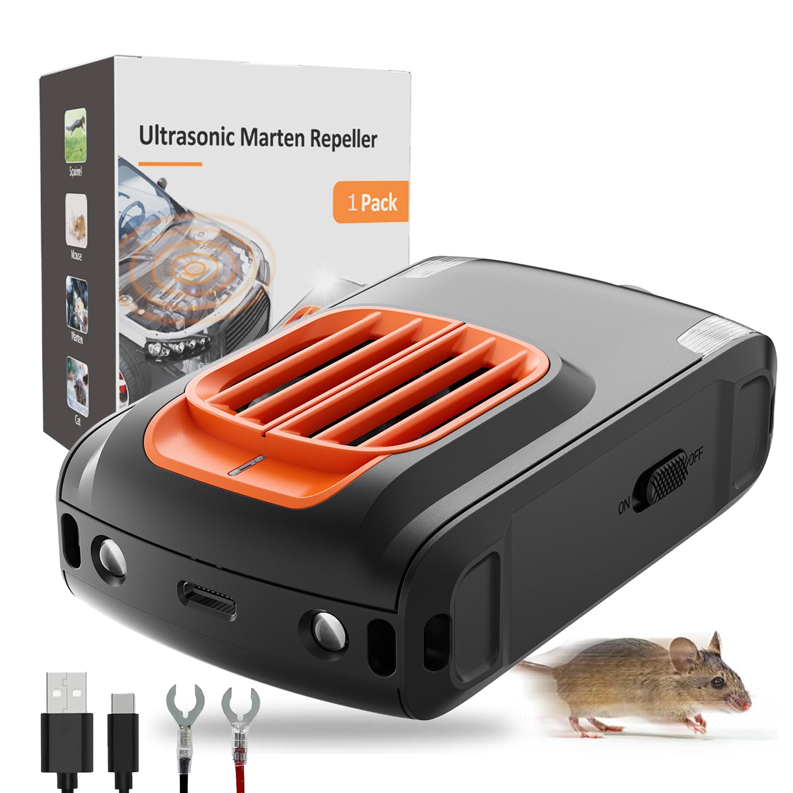Marderschreck Auto Ultraschall, Jkevow Marderabwehr 12V Autobatterie & AA-Batterie & USB,Marderabwehr für Auto, Motorraum, Garten, Dachboden, Haus Schwarz Angebot bei HelloDeals