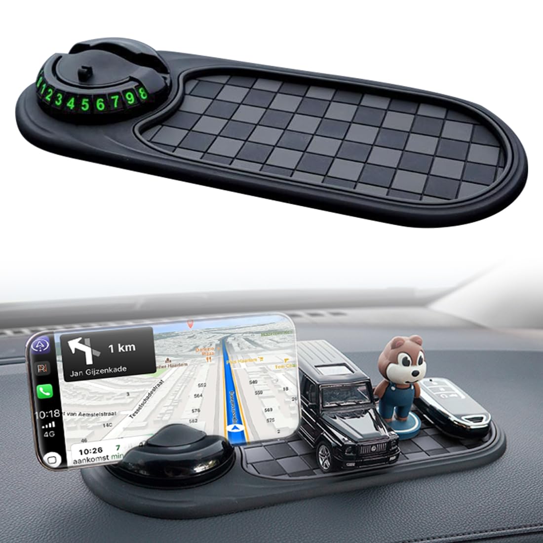 Multifunction Car Anti-Slip Mat Auto Universal Phone Holder, Auto Antirutschmatte Handyhalterung, Silikon-Matte Telefonpad für Autodekorationen, Brillen, Handys Verwendet Angebot bei HelloDeals