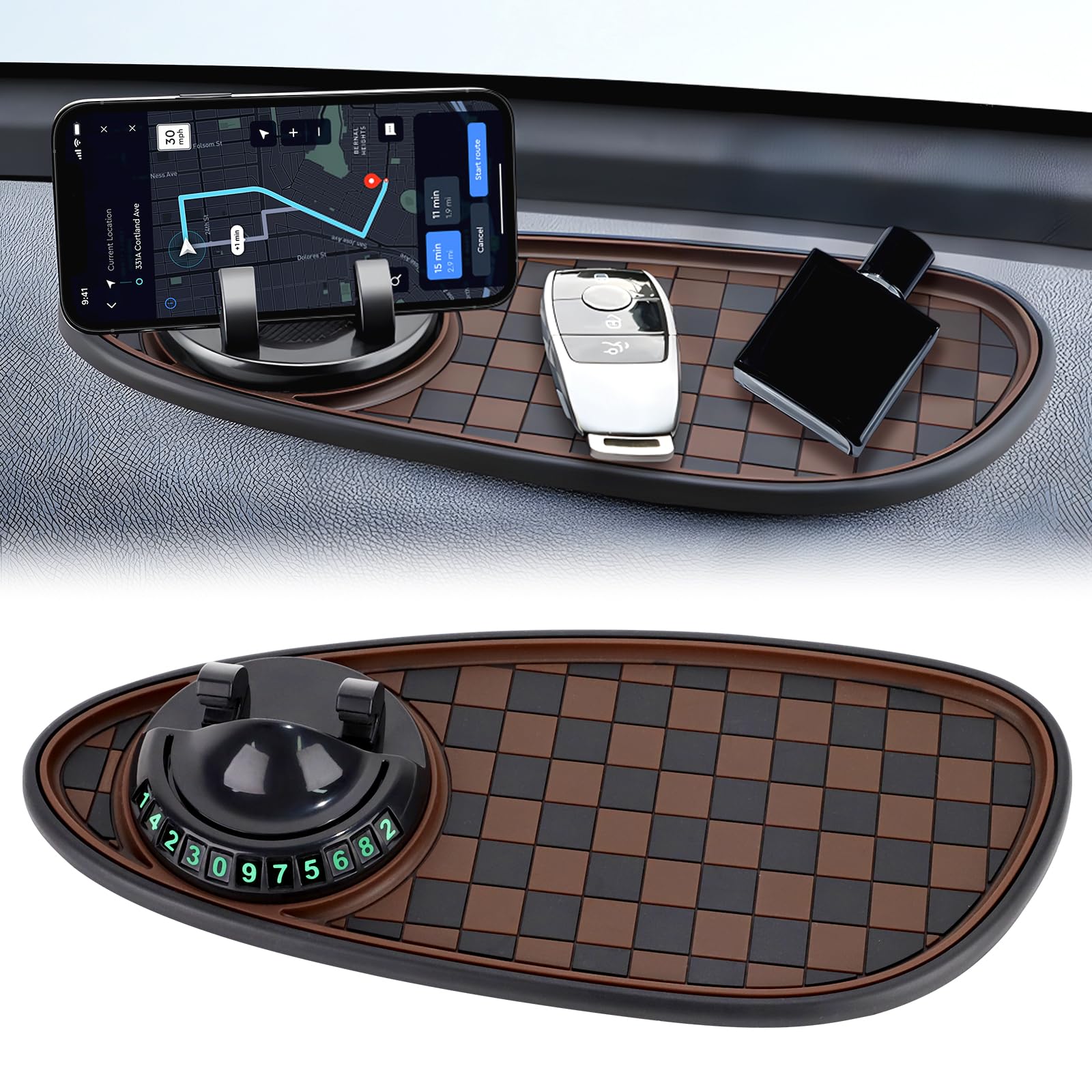 Prmape Antirutschmatte Auto Armaturenbrett Handy, Anti Rutsch Matte Auto für Handy, Anti Rutsch Pad Auto Handyhalter, Car Anti Slip Mat Auto Universal Phone Holder mit Parknummer für Brillen Angebot bei HelloDeals