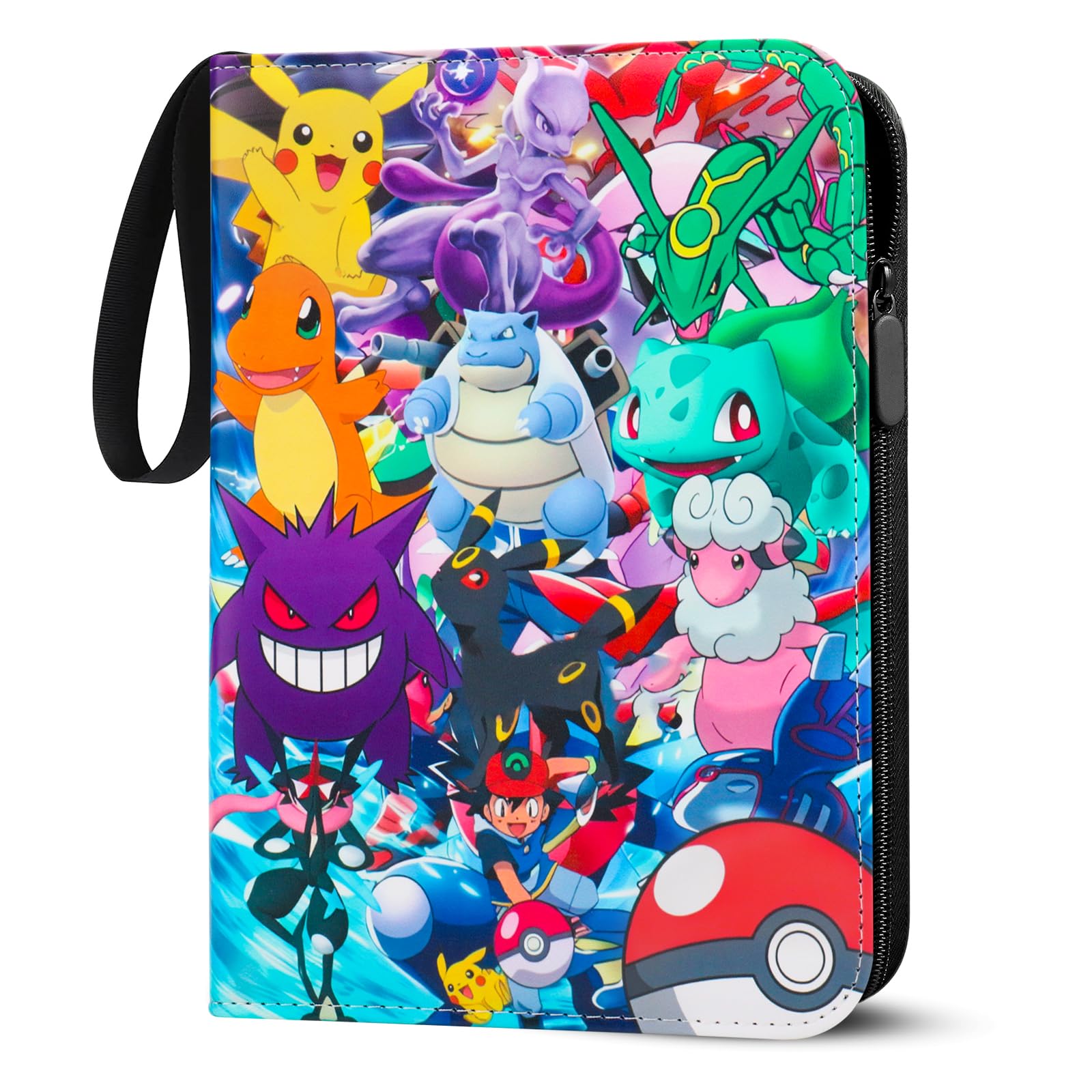 Sammelkarten Album für Pokemon Karten, 4-Taschen Kartenmappe, 400 Karten Kapazität, PU-Leder, wasserdicht, mit Reißverschluss, perfekt für Sammler Angebot bei HelloDeals