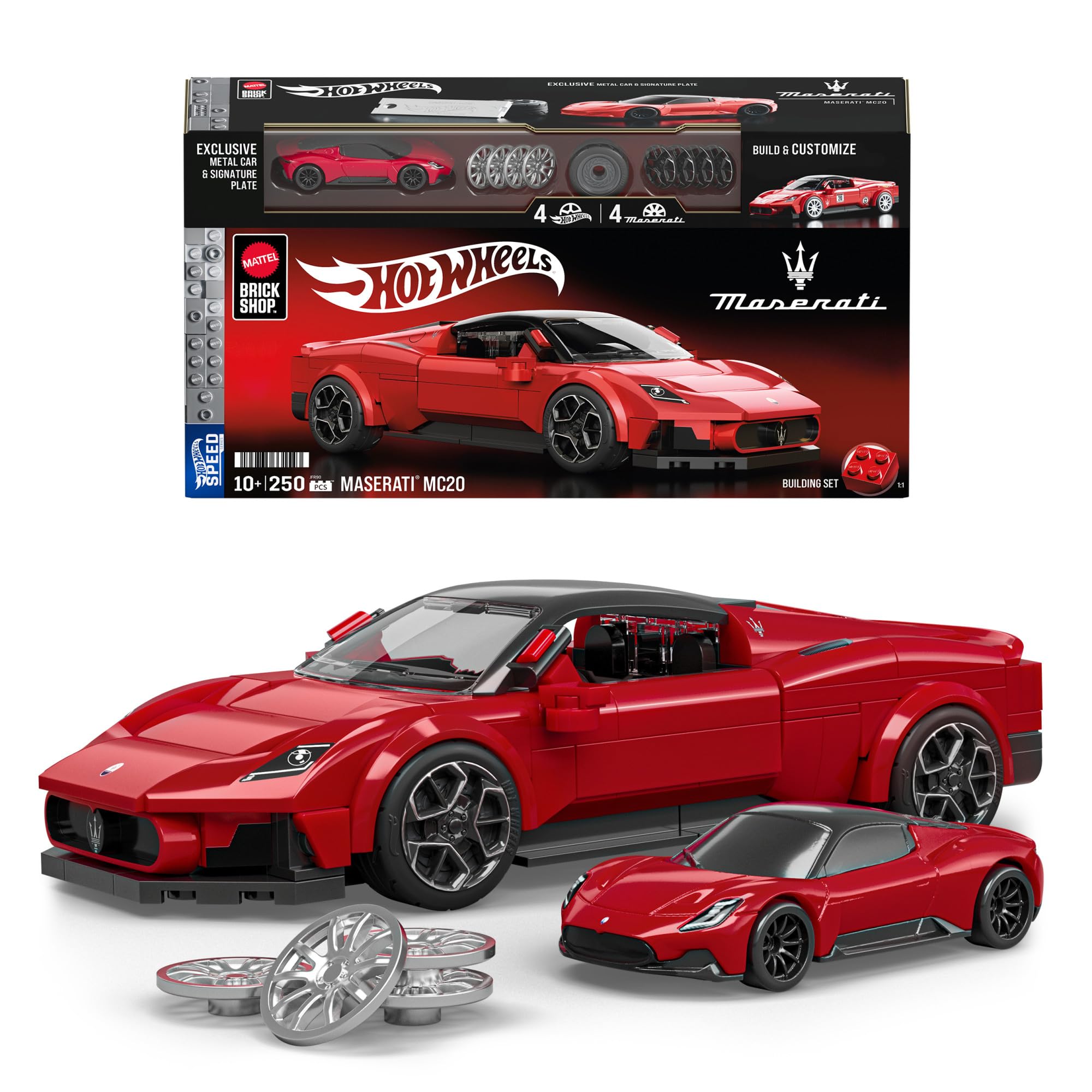 ​Mattel Brick Shop Hot Wheels Speed Serie Bauset, Maserati MC20 mit 250 Teilen, realistischen Details und individuellen Aufklebern, für Sammler und Kinder ab 10 Jahren, JFR90 Angebot bei HelloDeals