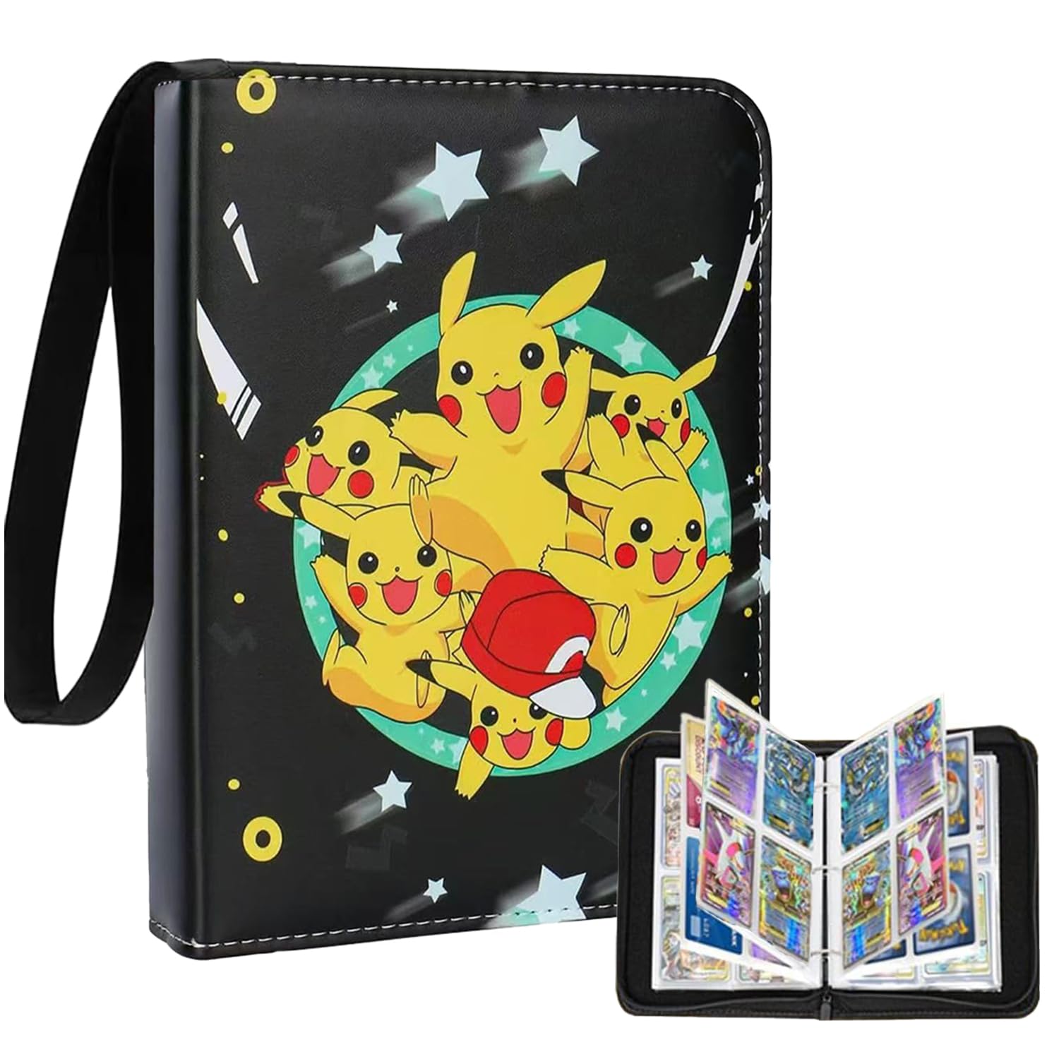 Kartenbinder 4 Pocket, Sammelkartenalben für 400 Karten mit 50 herausnehmbaren Hüllen, Tragbarer Sammelalbumhalter, Spielkartenetui für Geschenke (CB05) Angebot bei HelloDeals