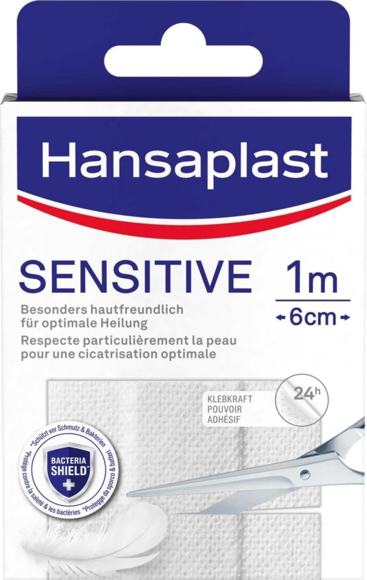 Hansaplast Sensitive Pflaster (1 m x 6 cm), zuschneidbare und hautfreundliche Wundpflaster mit Bacteria Shield & sicherer Klebkraft, schmerzlos zu entfernende Pflaster 1 Stück (1er Pack) Angebot bei HelloDeals