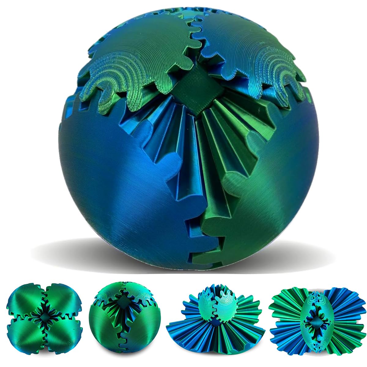 Gear Ball, 3D Gedruckter Zahnradball - The Steampunk Whirling Wonder Fidget Getriebe Ball, Gear sphere Cube Fidget Toys für Büro & Zuhause, Cool Stuff Spielzeug Geschenk für 3+ Jahre Kinder Erwachsene Laserblau grün Angebot bei HelloDeals
