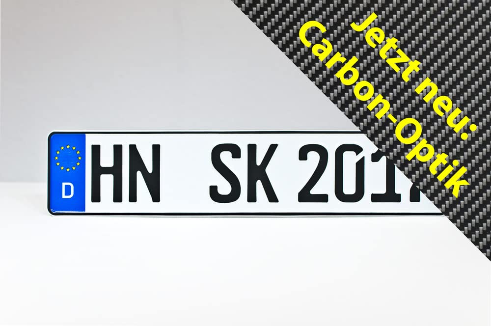 Schilderkröten 2 x Carbon KFZ-Kennzeichen 520x110mm für Auto und Fahrradträger 2 Stück Angebot bei HelloDeals